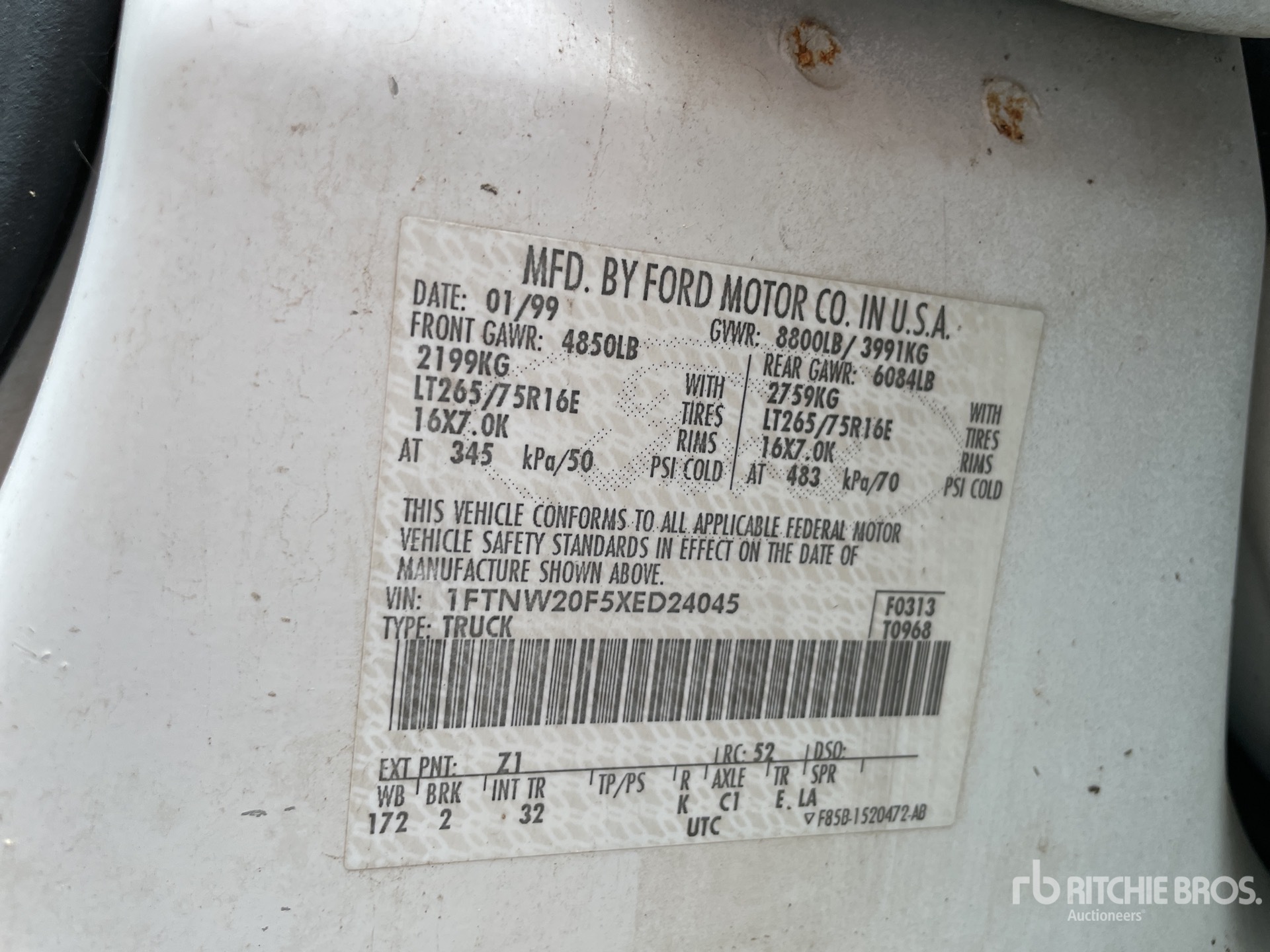 General Appearance with Serial Number / VIN