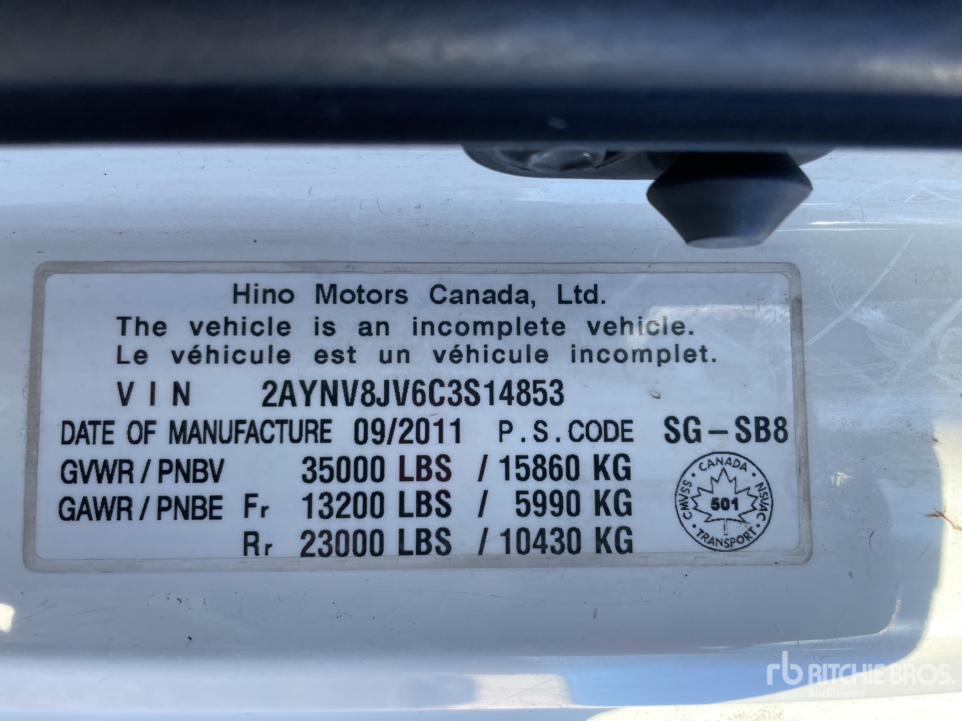 General Appearance with Serial Number / VIN
