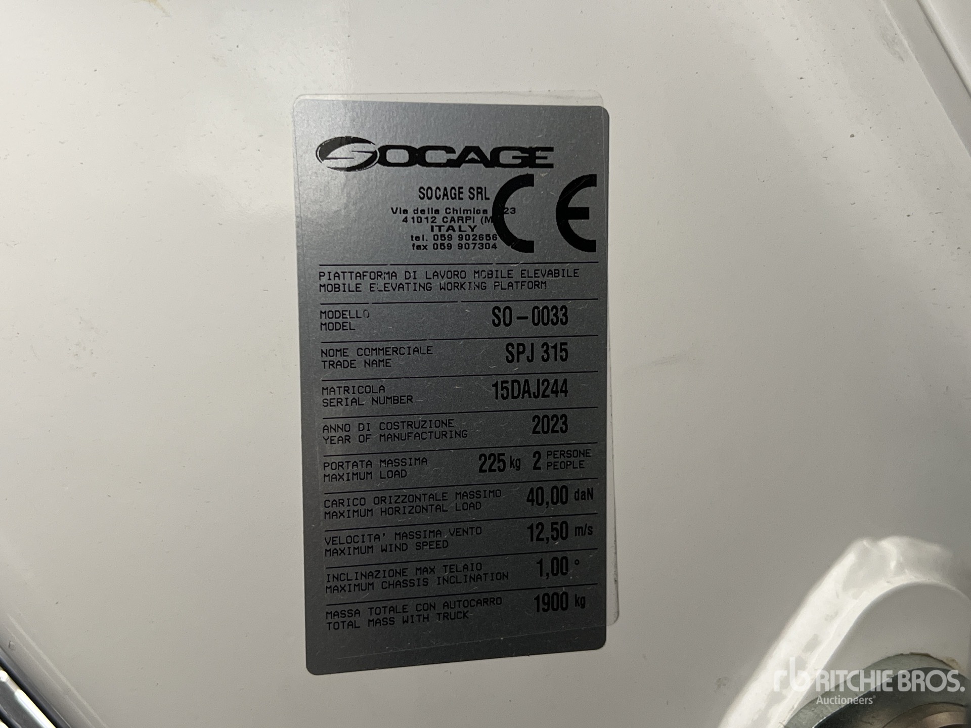 General Appearance with Numero seriale/numero d’identificazione del veicolo (VIN)