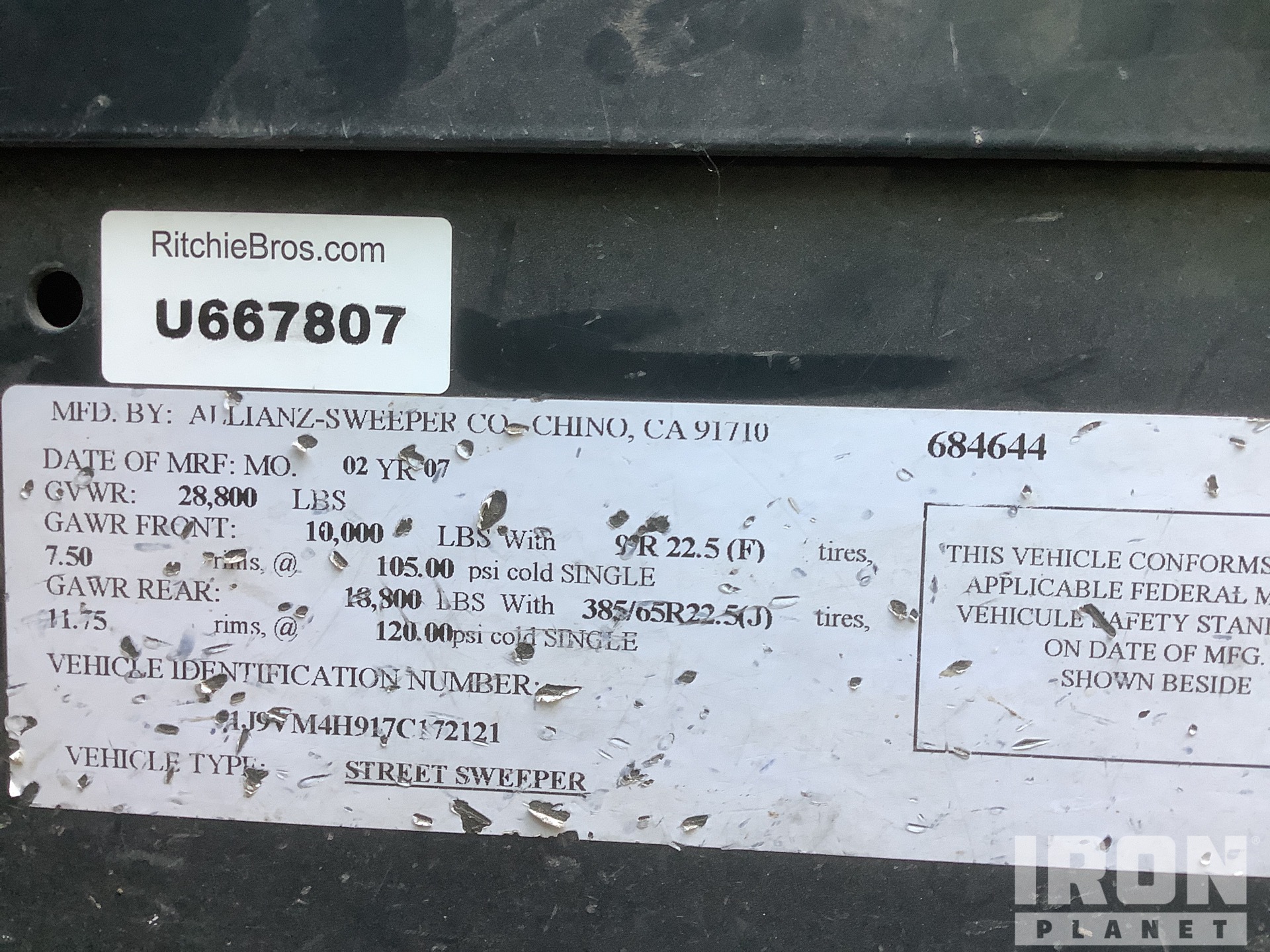 General Appearance with Serial Number / VIN