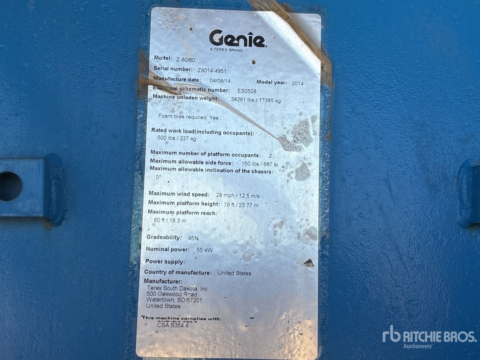 General Appearance with Serial Number / VIN