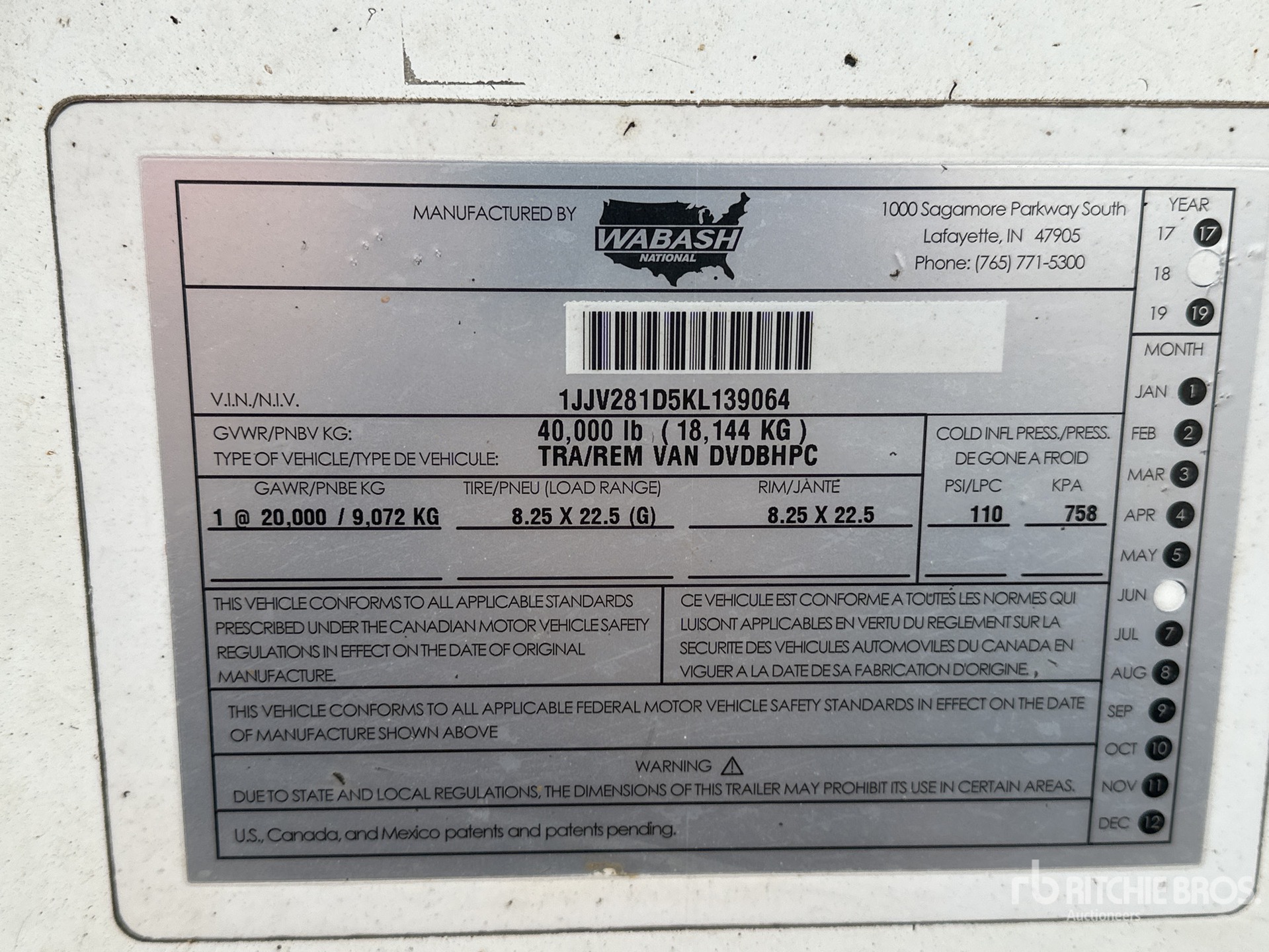 General Appearance with Serial Number / VIN