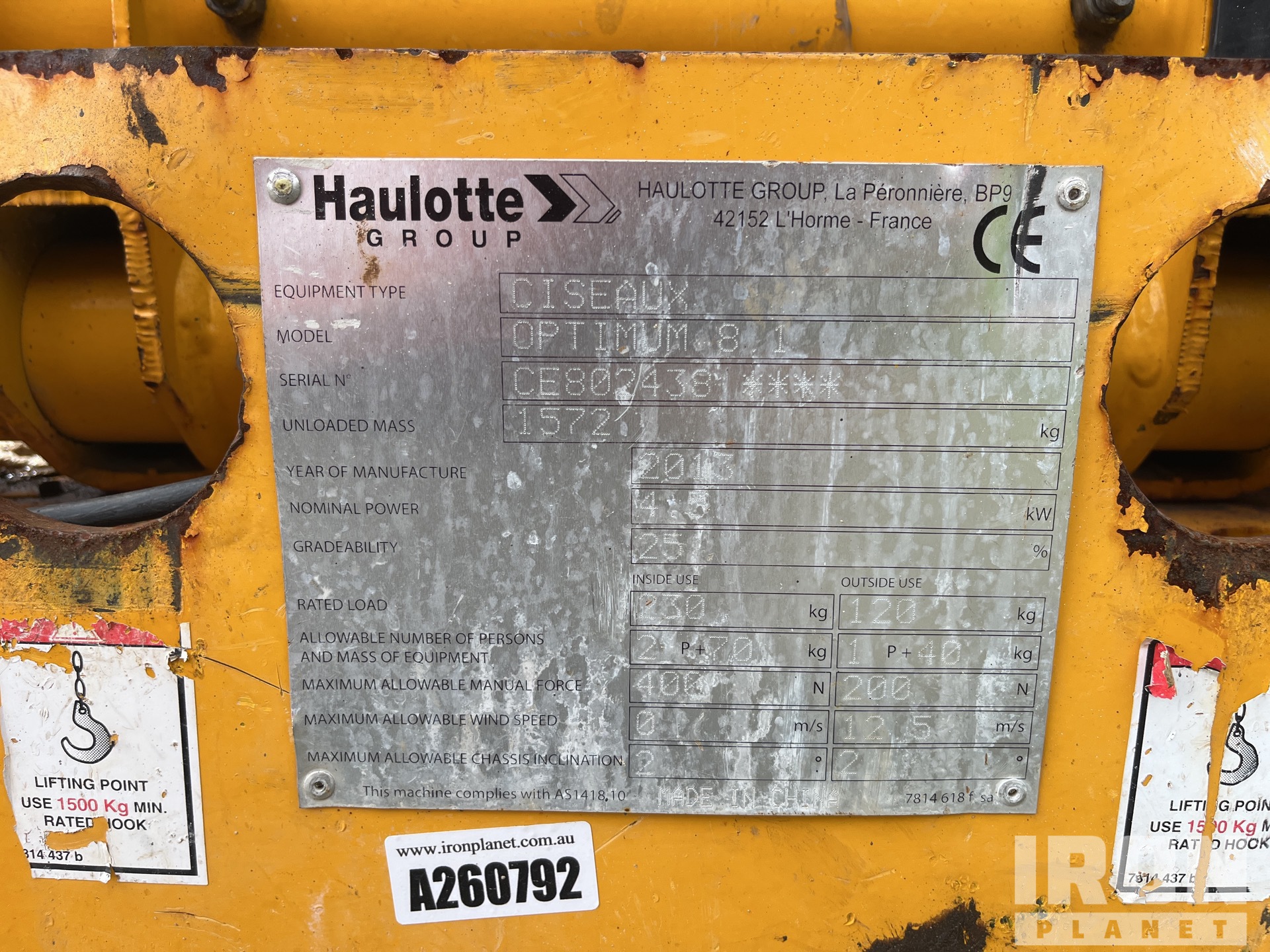 General Appearance with Serial Number / VIN