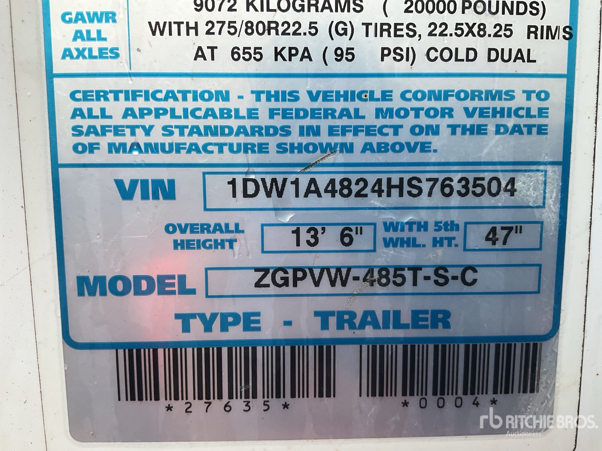 General Appearance with Serial Number / VIN