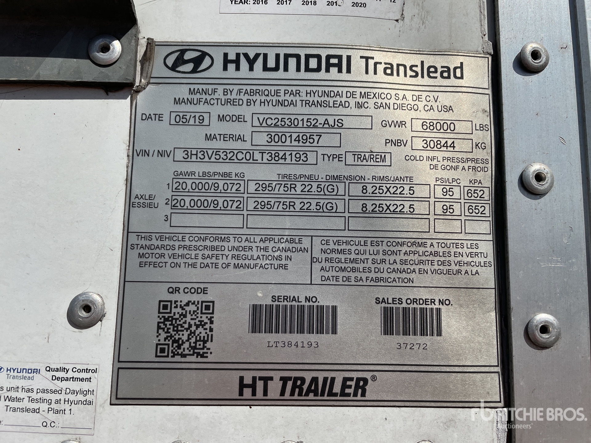 General Appearance with Serial Number / VIN