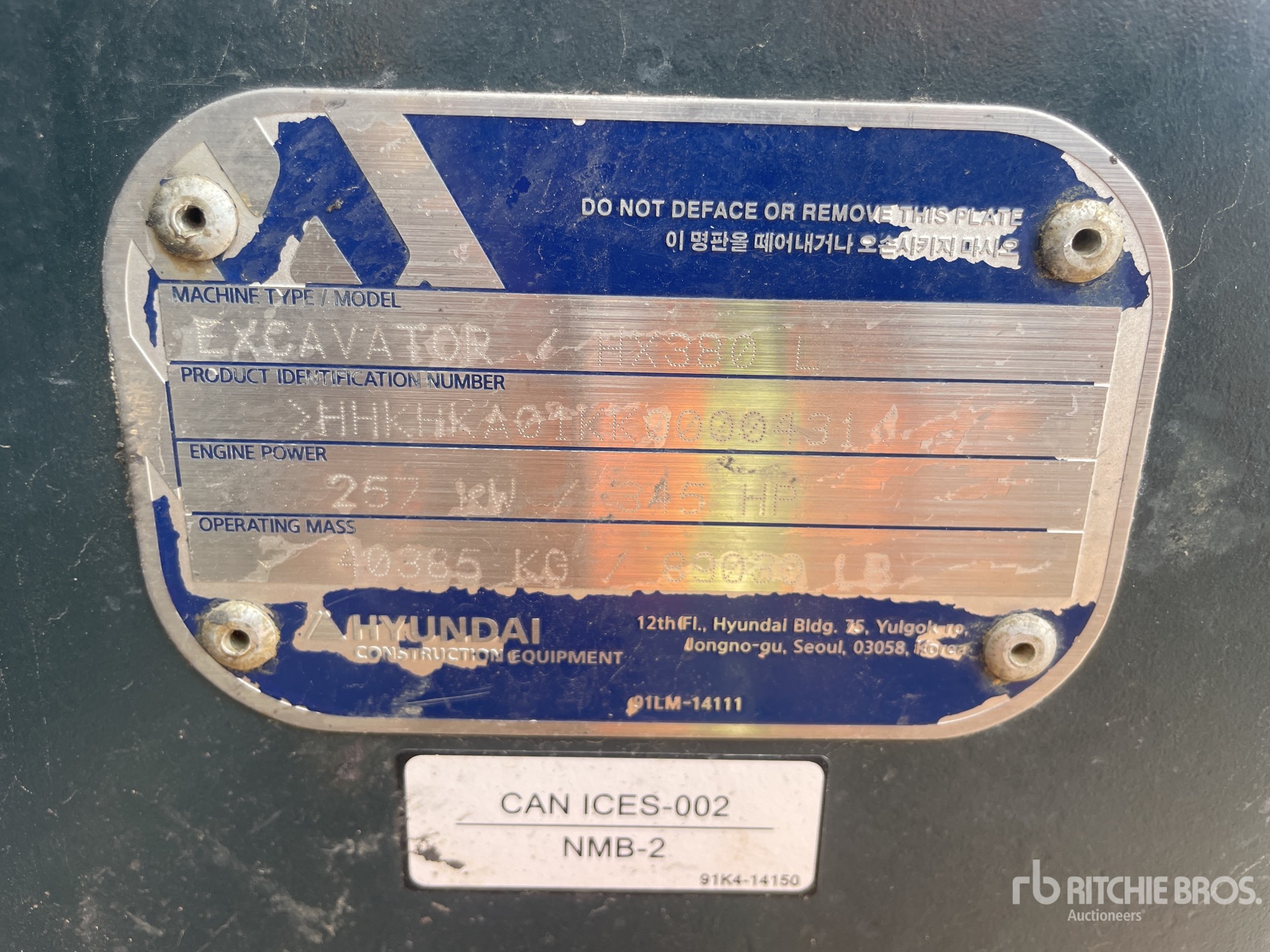 General Appearance with Serial Number / VIN