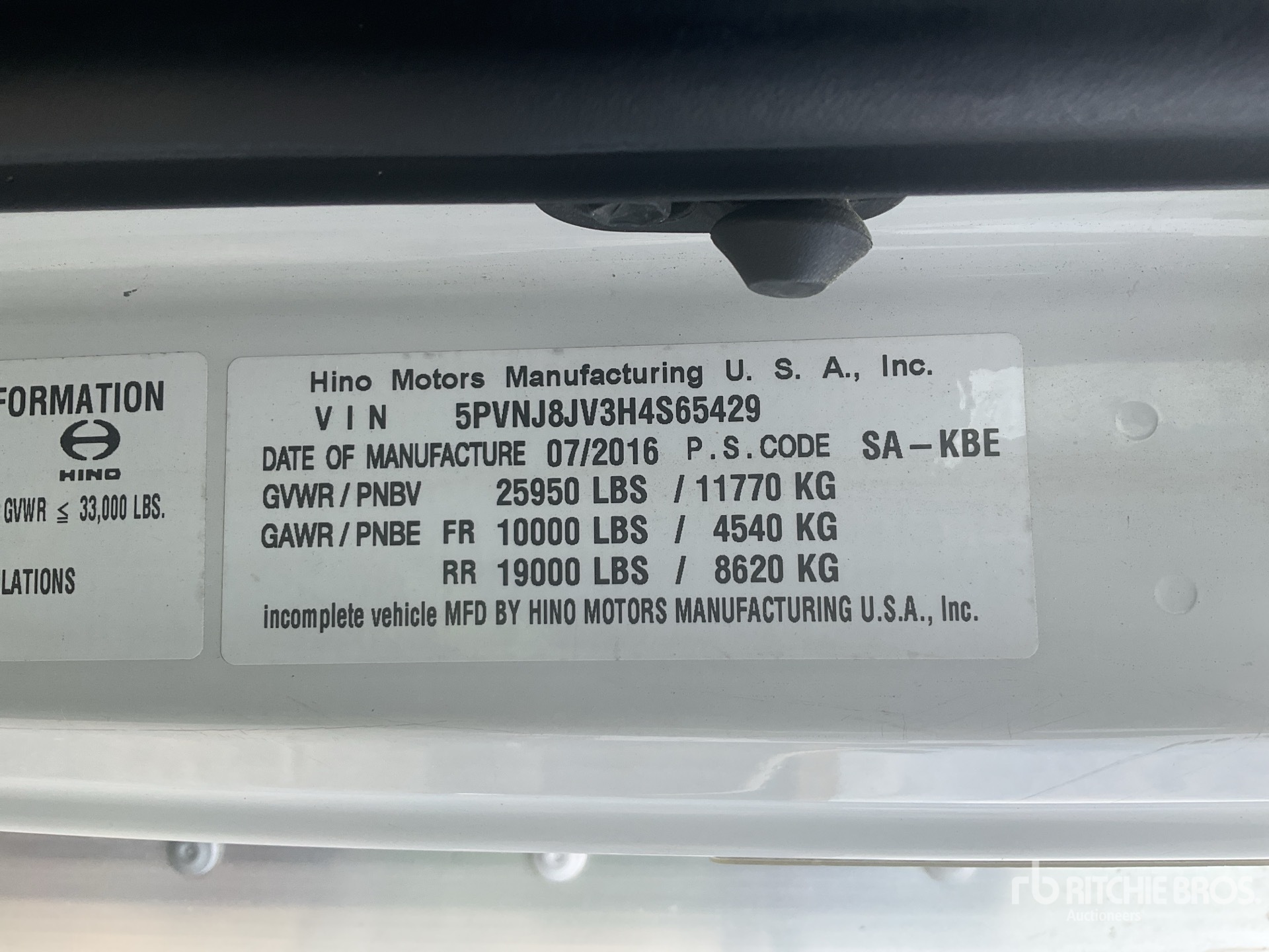 General Appearance with Serial Number / VIN