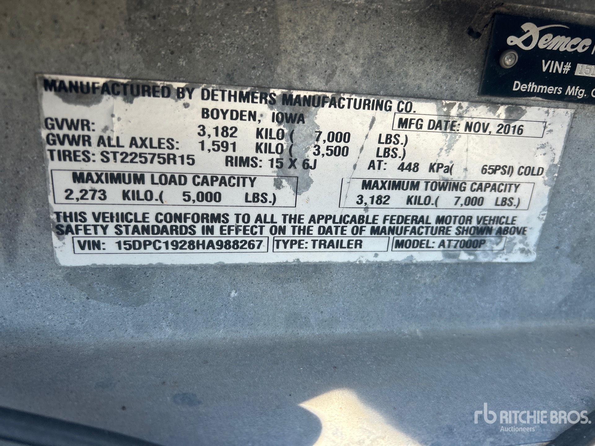 General Appearance with Serial Number / VIN