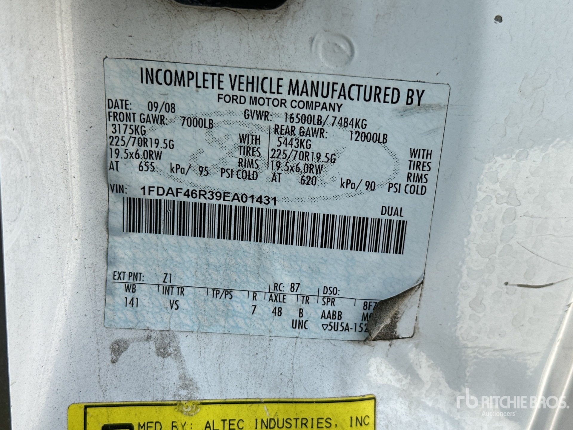 General Appearance with Serial Number / VIN