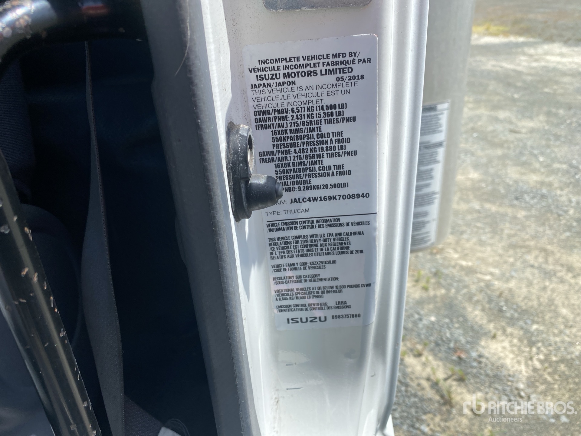General Appearance with Serial Number / VIN