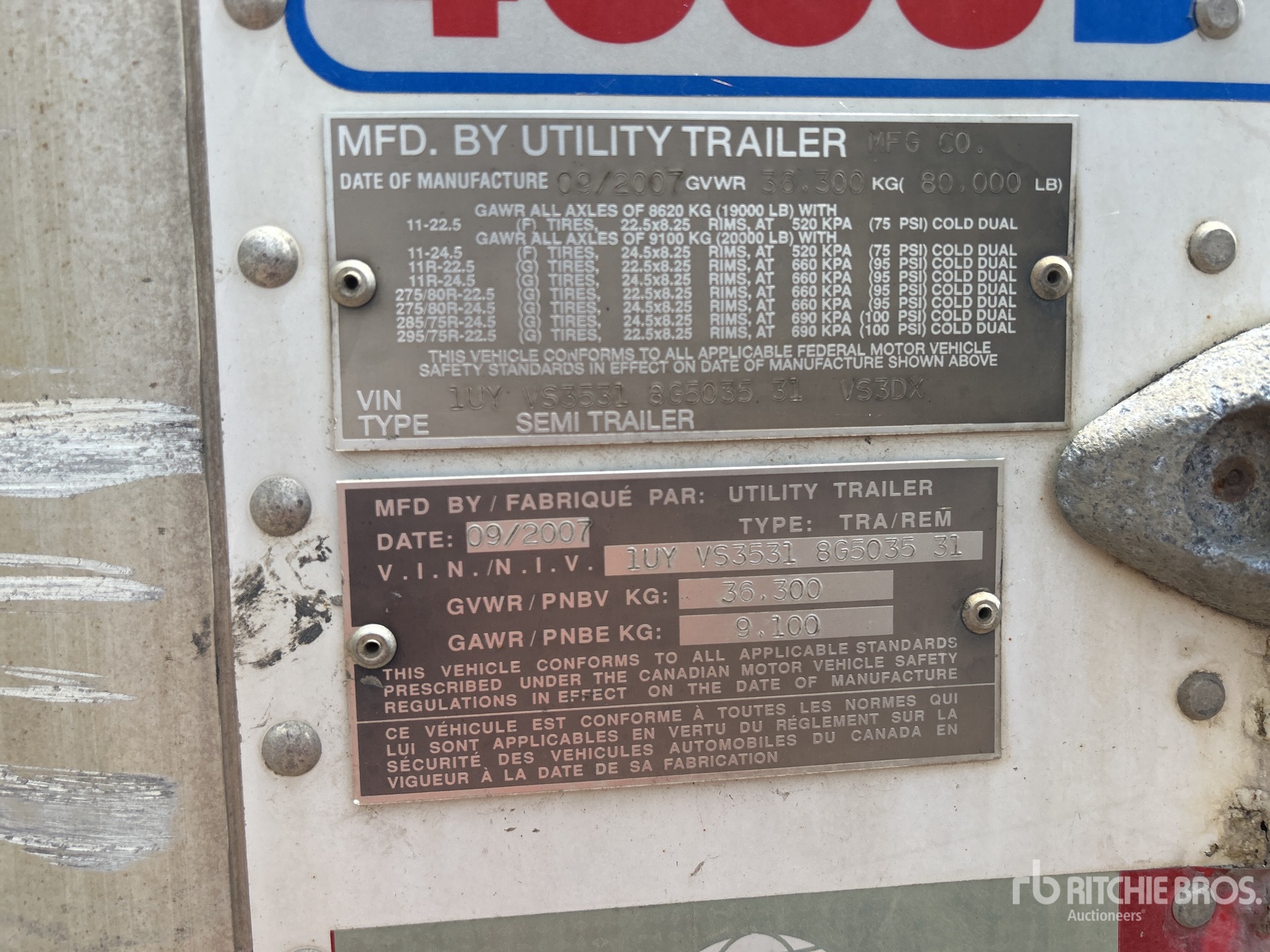 General Appearance with Serial Number / VIN