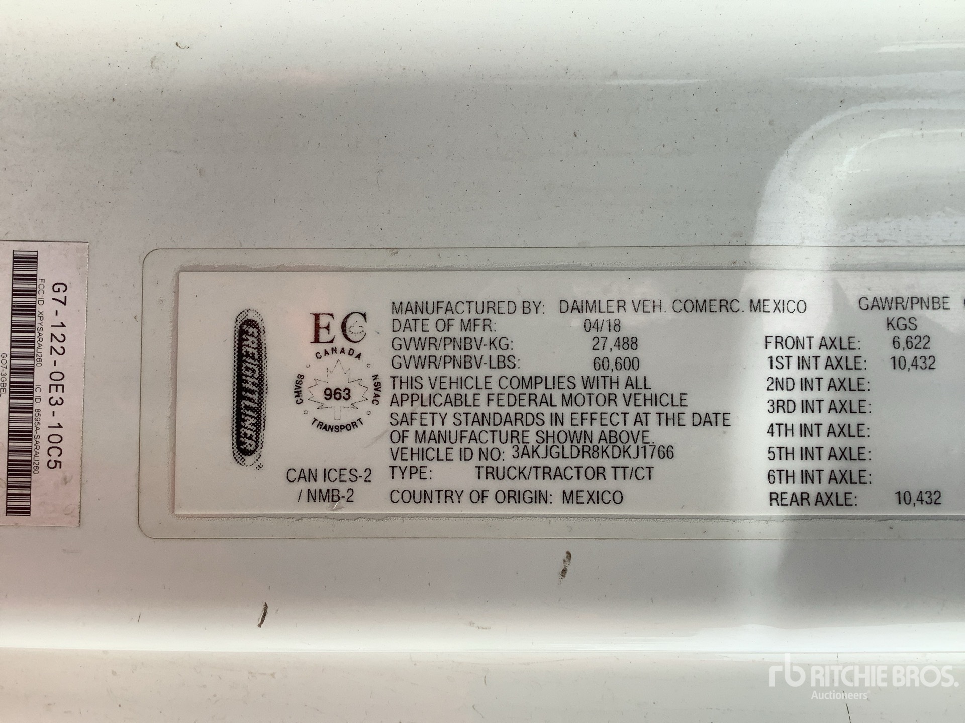 General Appearance with Serial Number / VIN