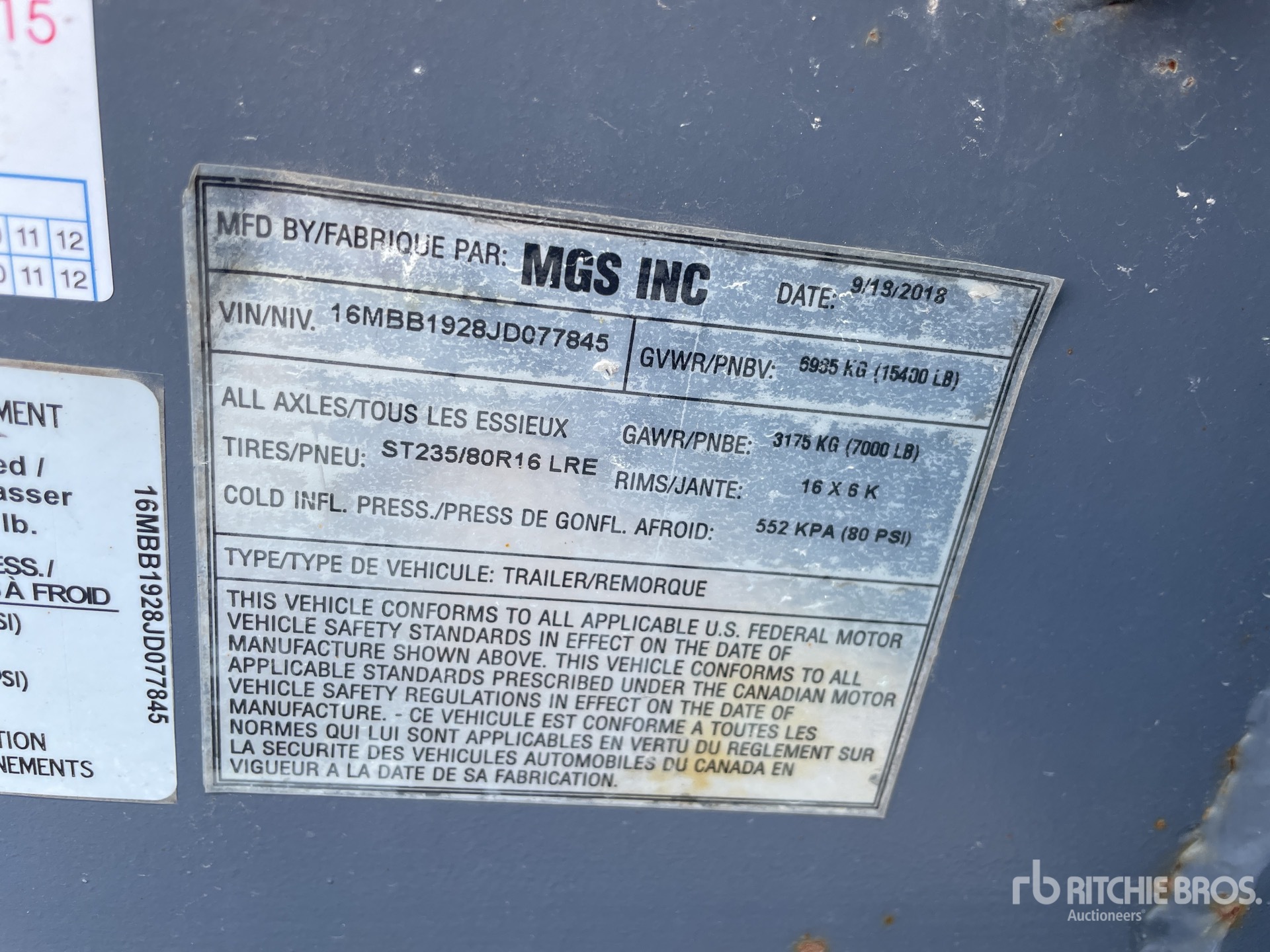 General Appearance with Serial Number / VIN