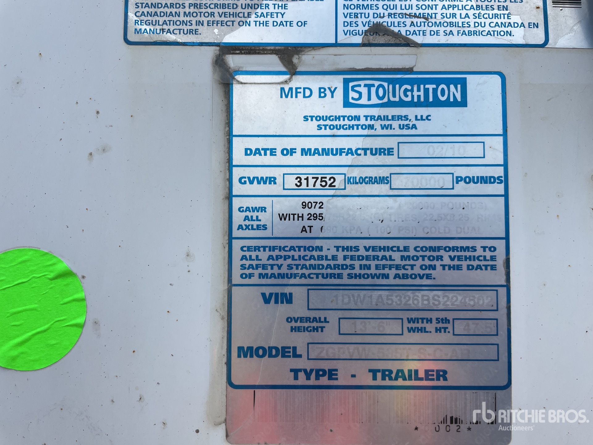 2011 Stoughton 53 FT X 102 IN T/A