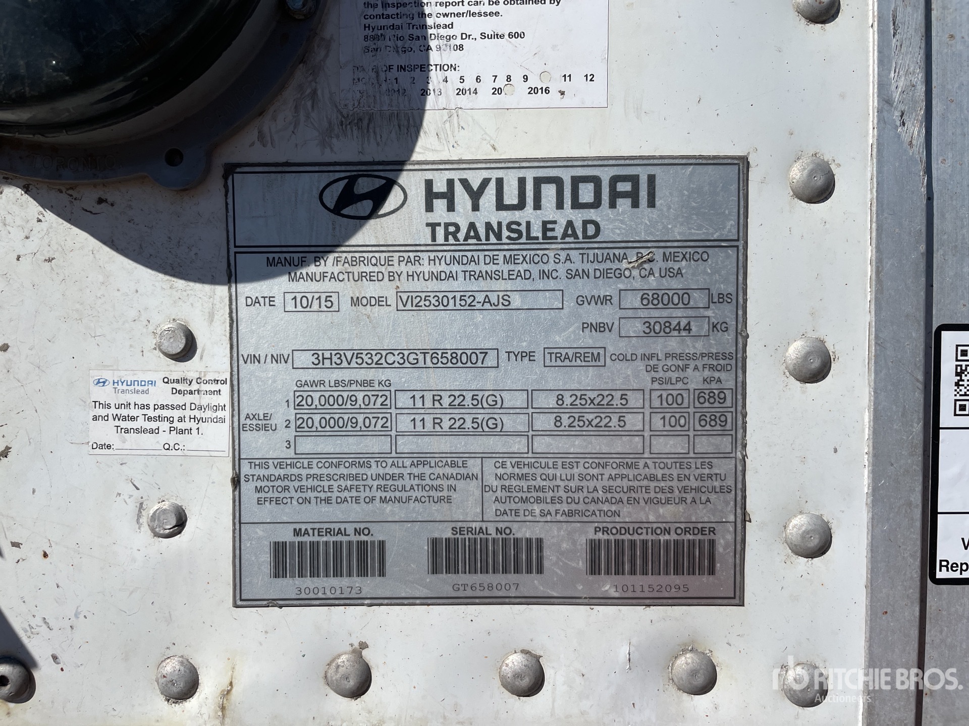 2016 Hyundai 53 ft x 102 in T/A Heated