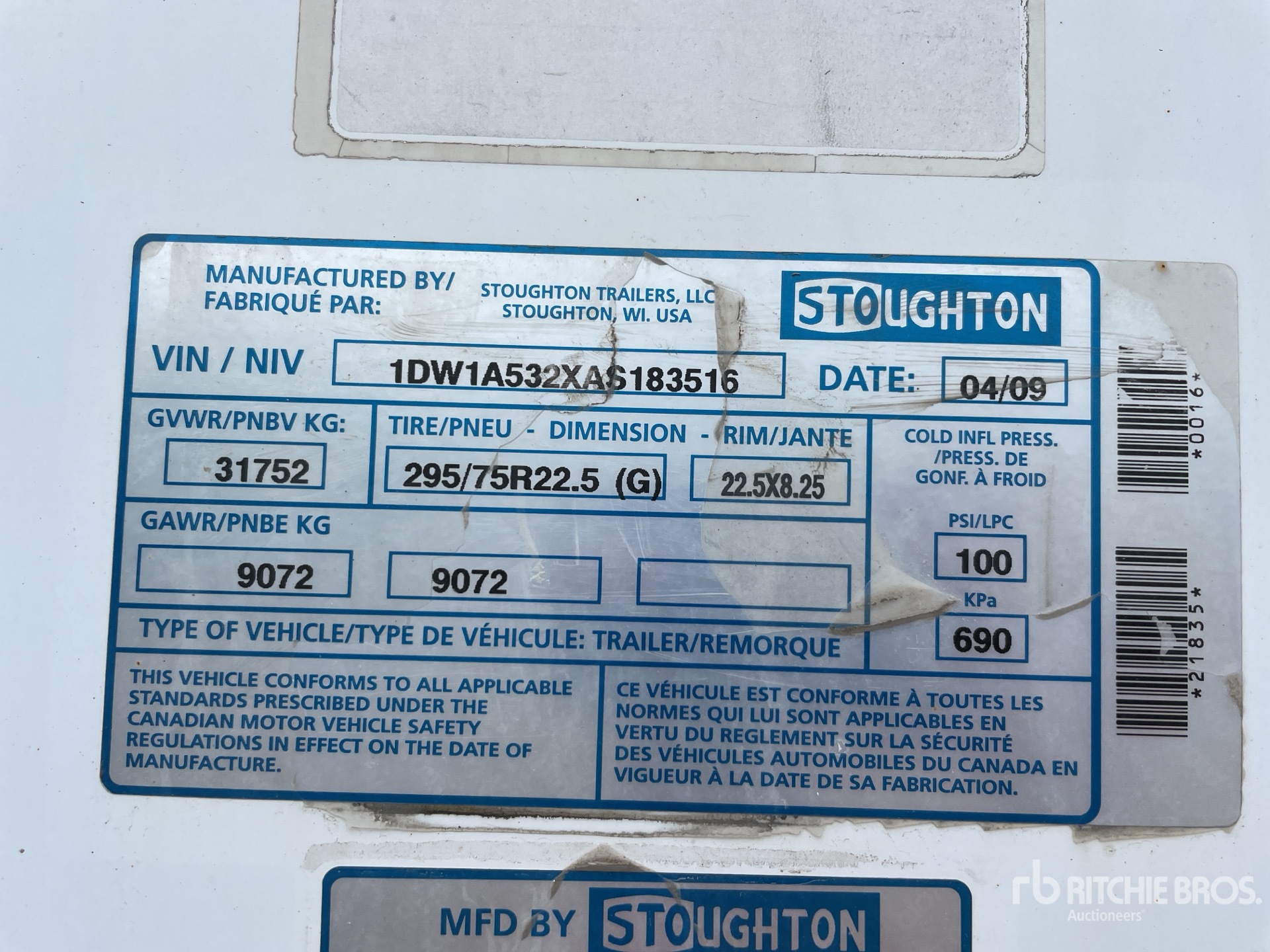 2010 Stoughton 53 ft x 102 in T/A