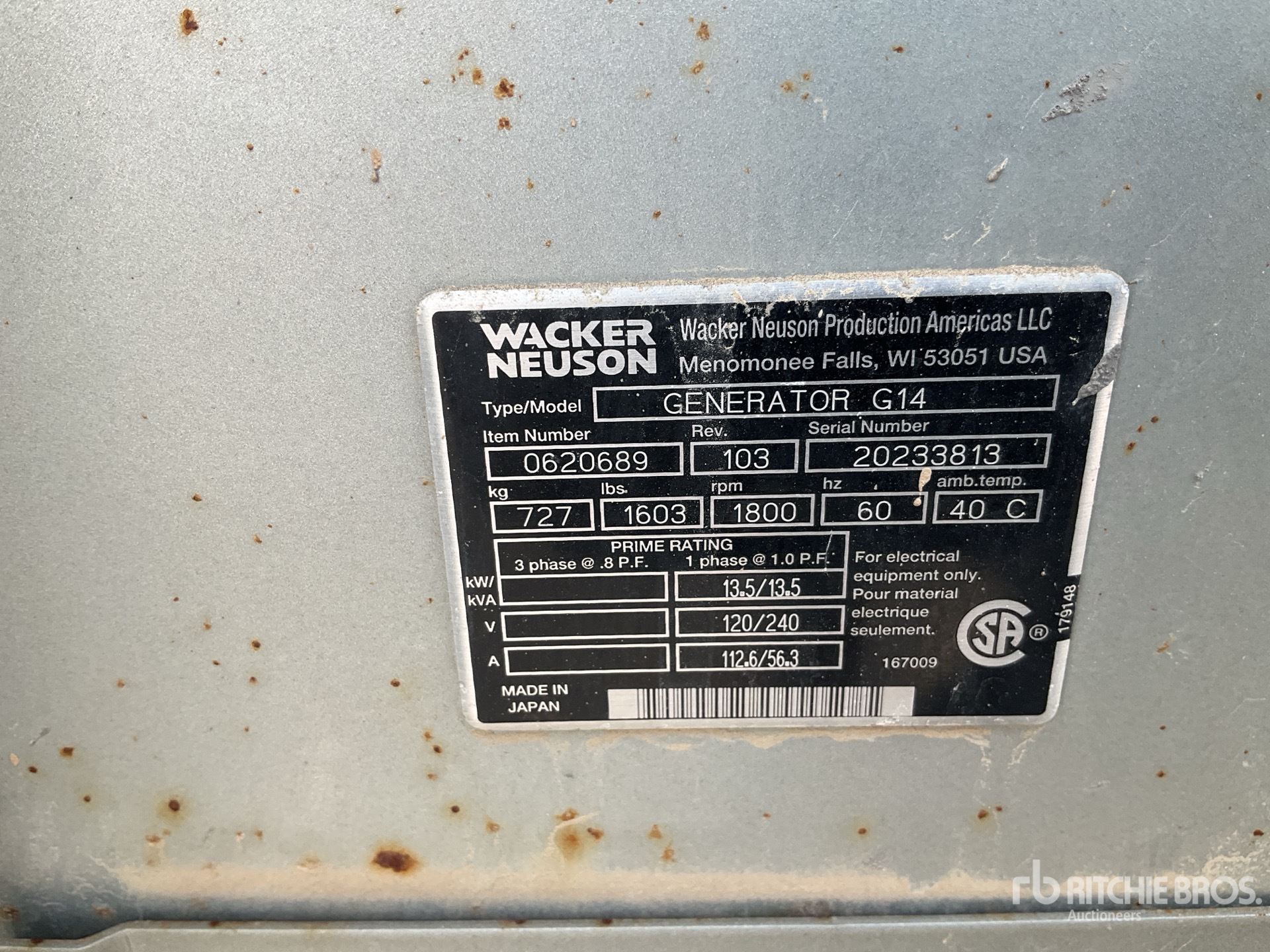 General Appearance with Serial Number / VIN