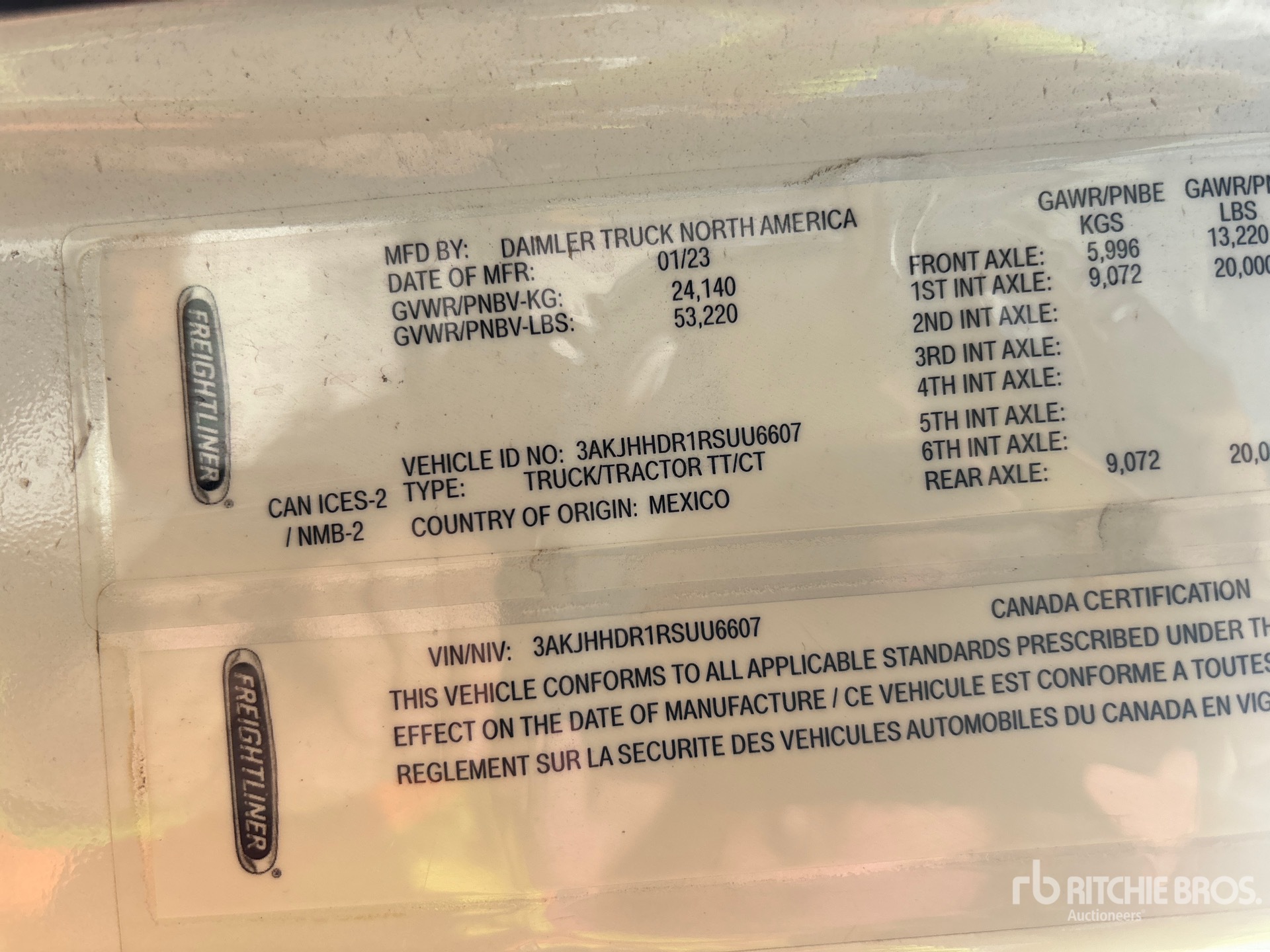 General Appearance with Serial Number / VIN