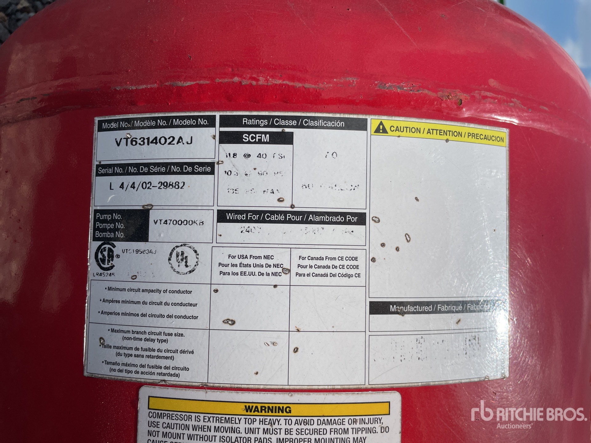 General Appearance with Serial Number / VIN