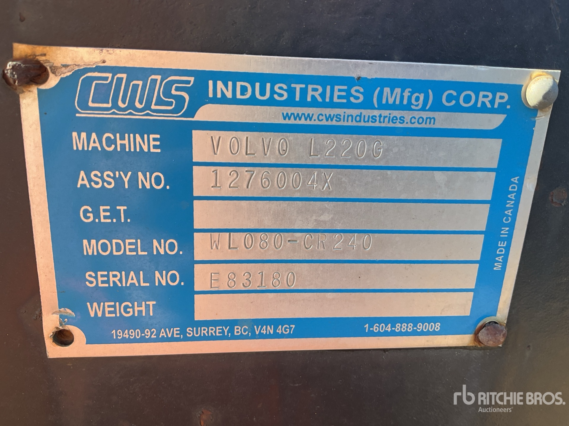 General Appearance with Serial Number / VIN