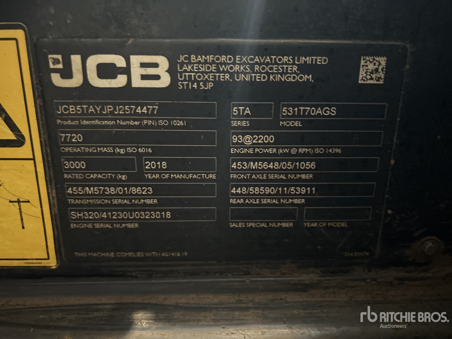 General Appearance with Serial Number / VIN