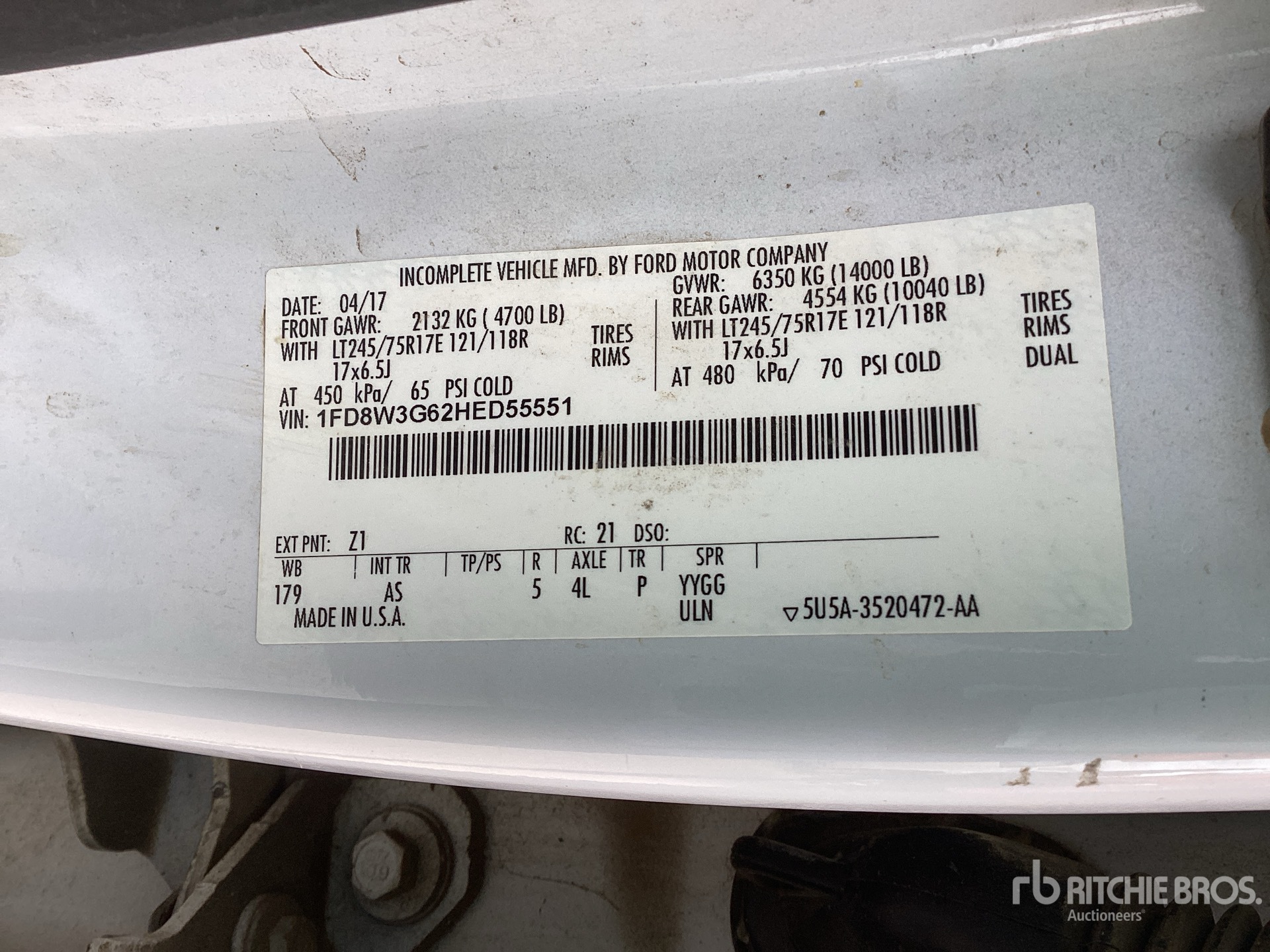General Appearance with Serial Number / VIN