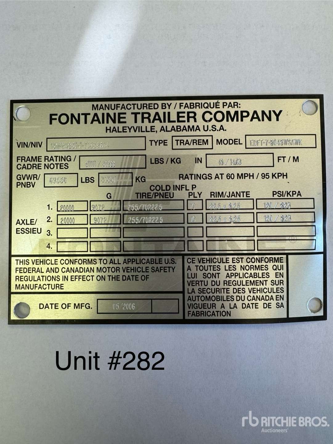 General Appearance with Serial Number / VIN