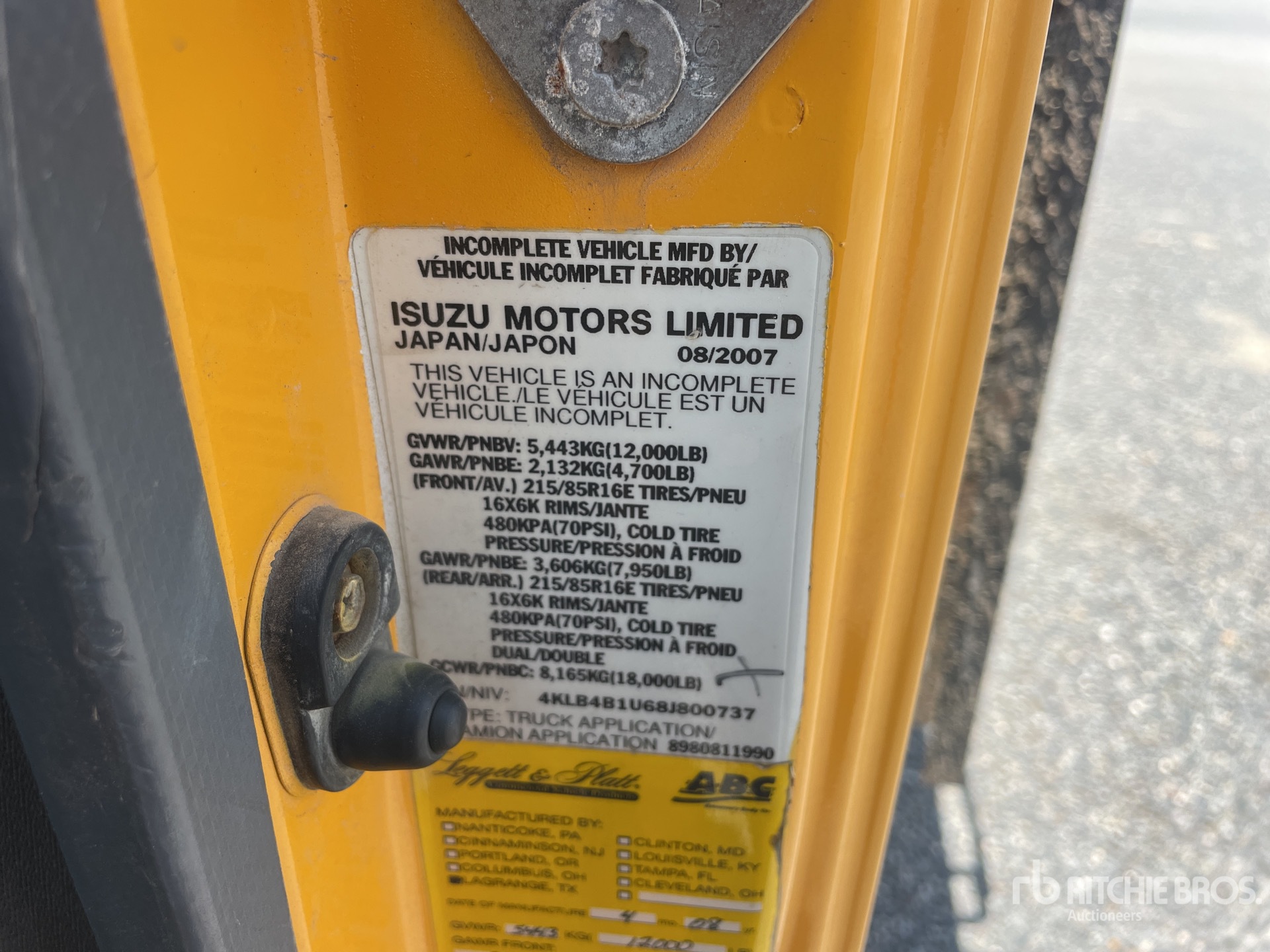 General Appearance with Serial Number / VIN