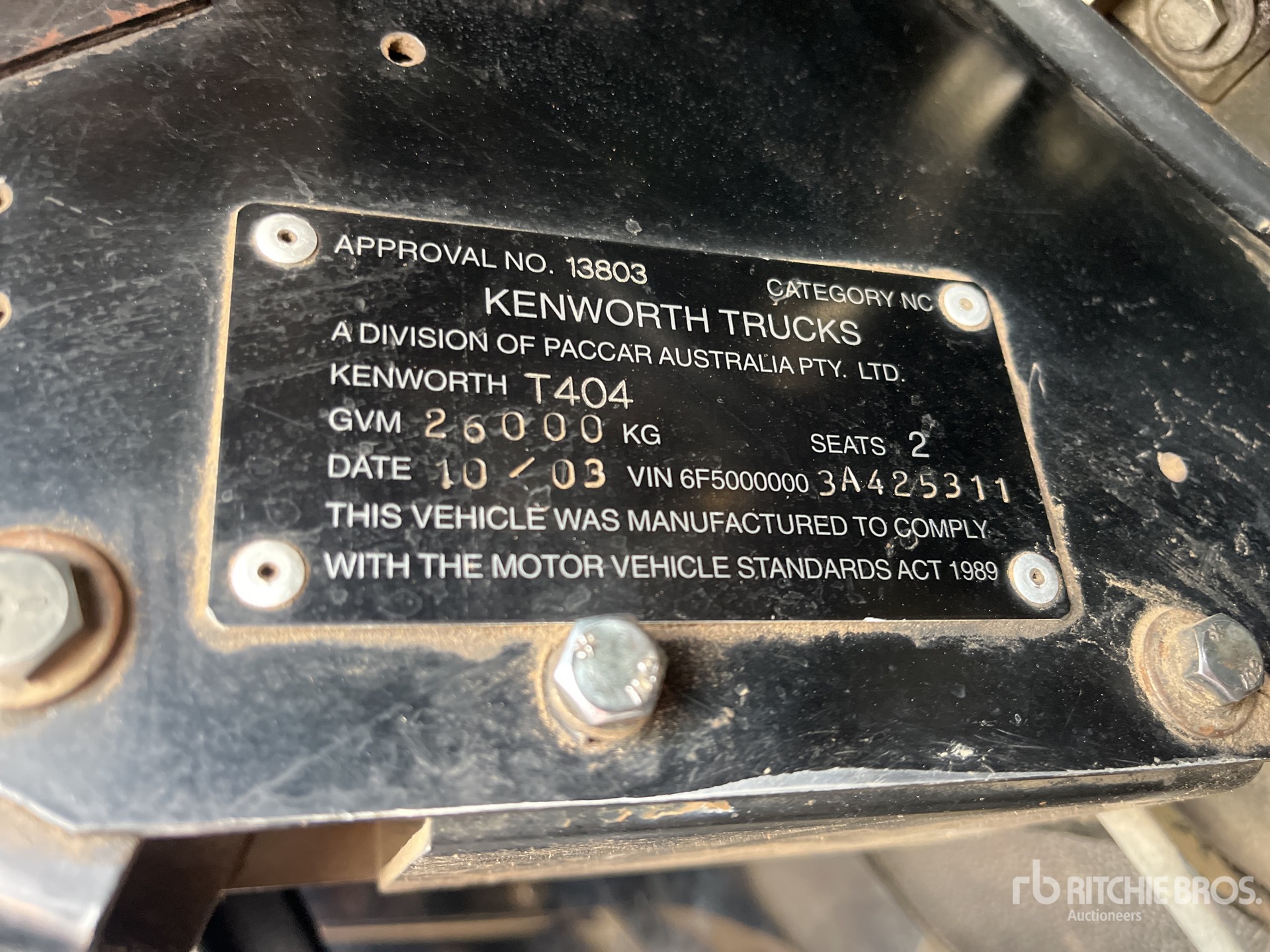 General Appearance with Serial Number / VIN