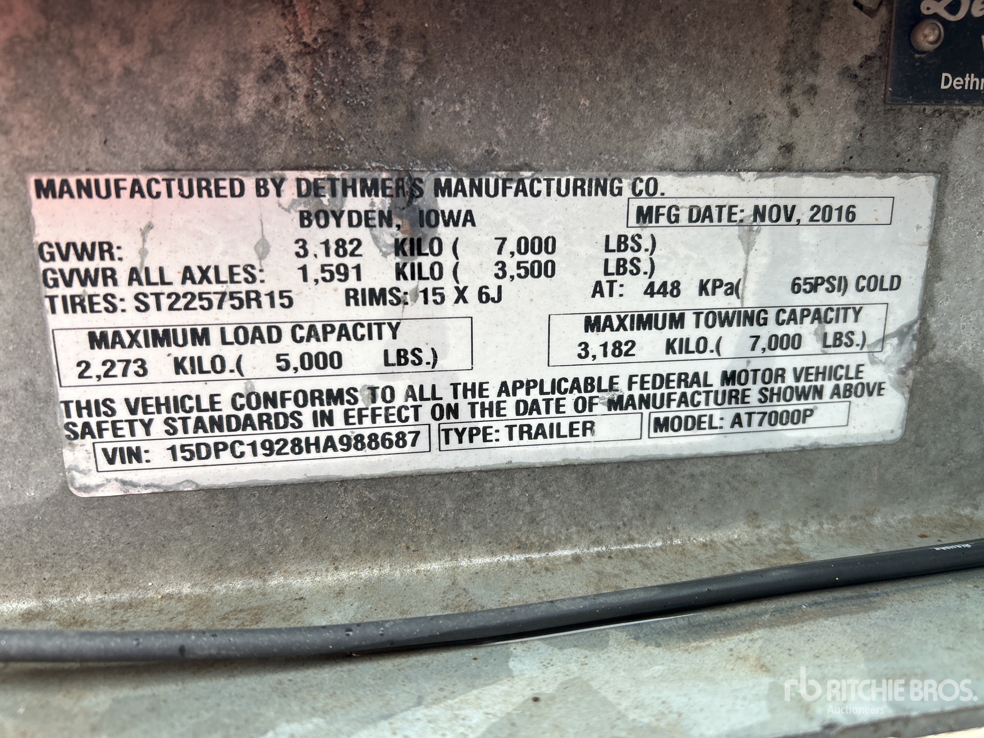 General Appearance with Serial Number / VIN