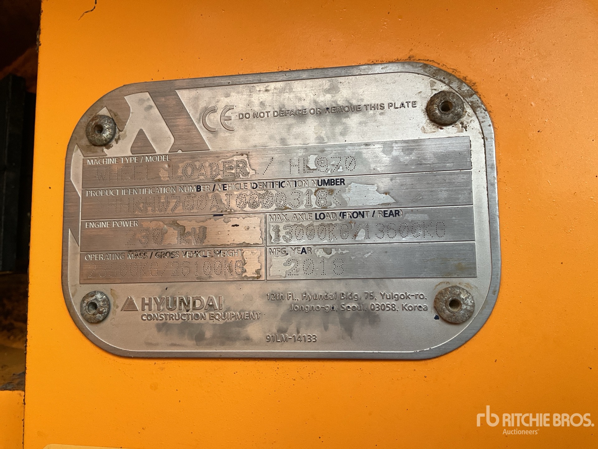 General Appearance with Serial Number / VIN