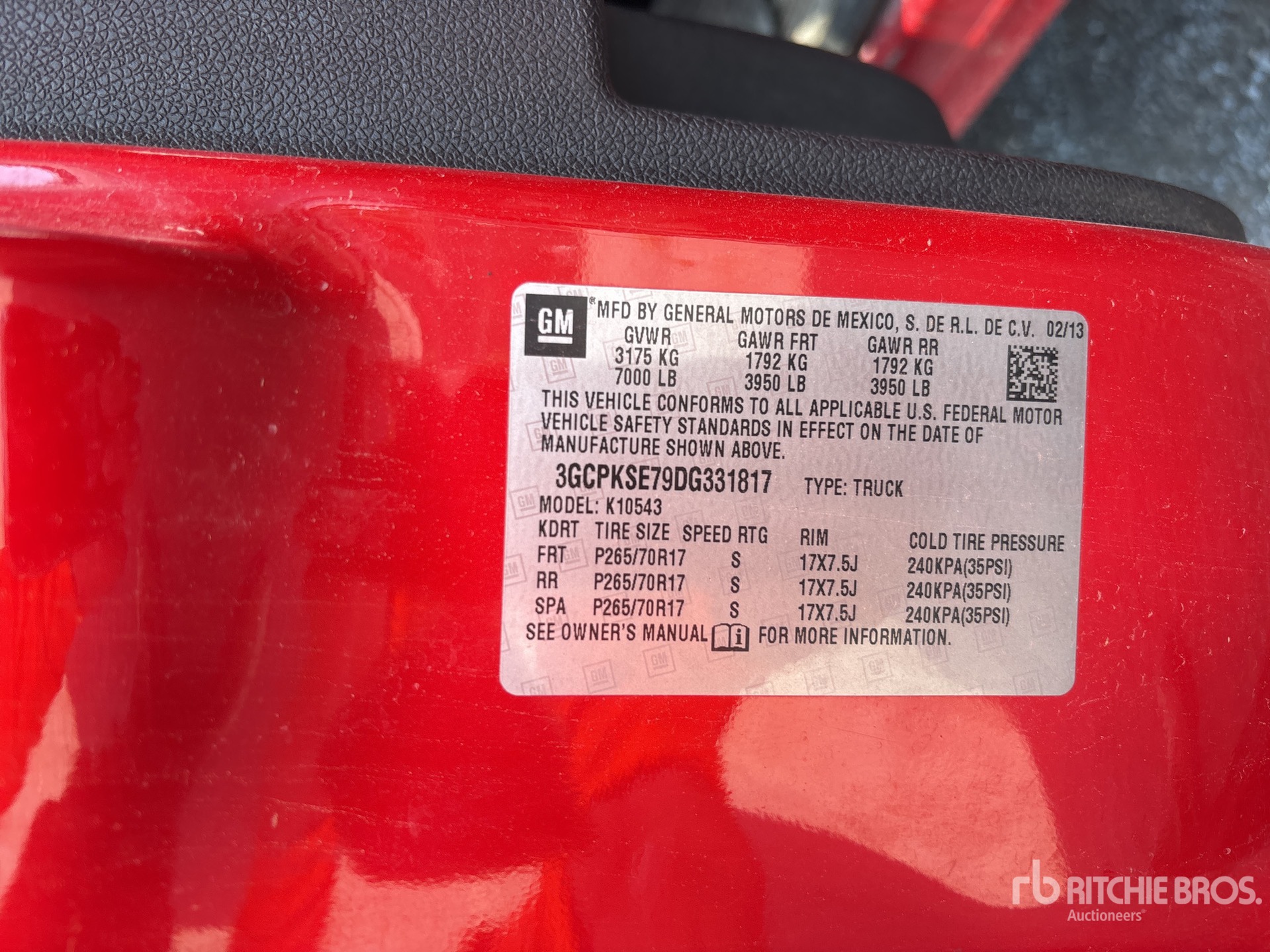 General Appearance with Serial Number / VIN
