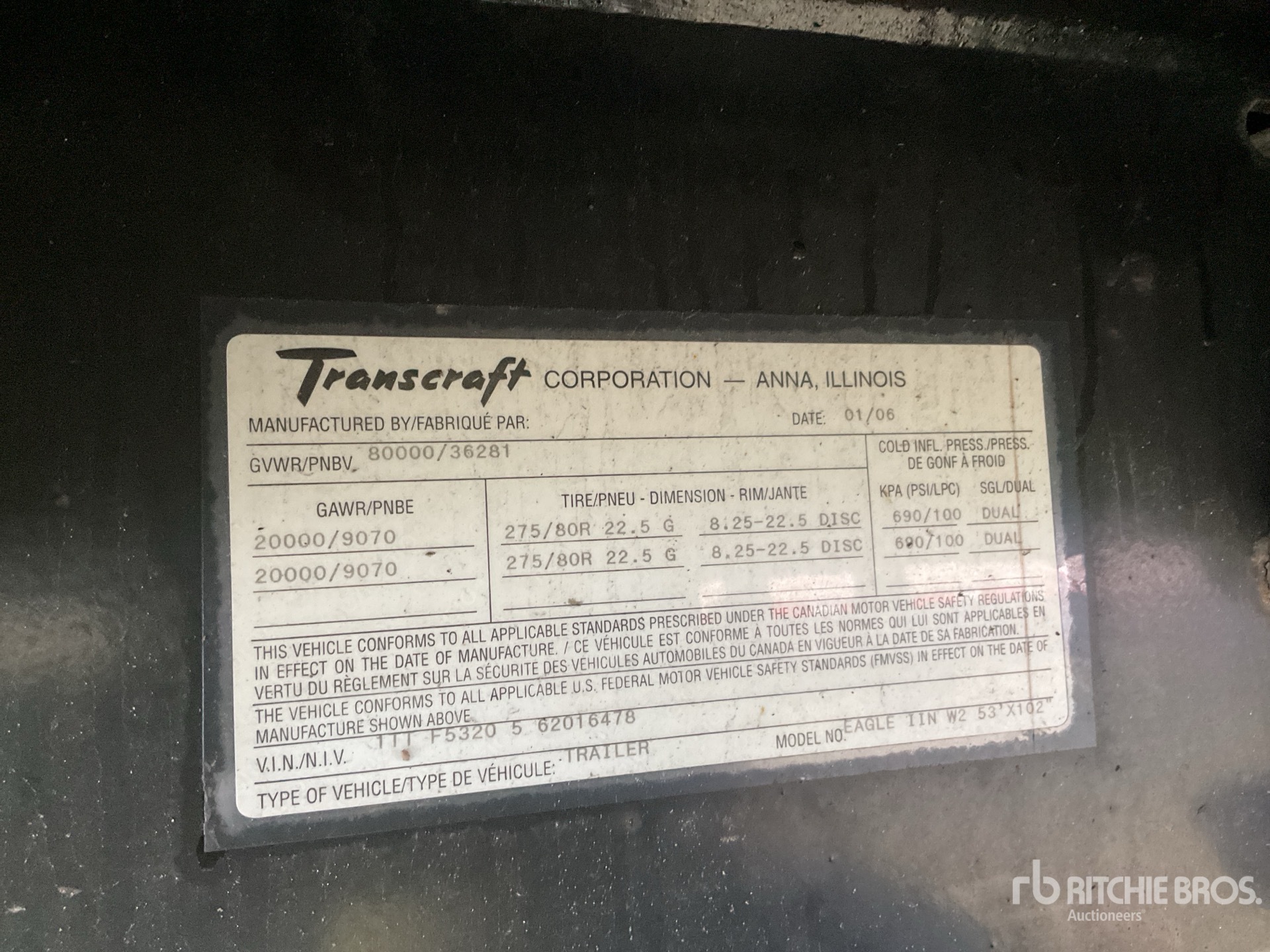 General Appearance with Serial Number / VIN