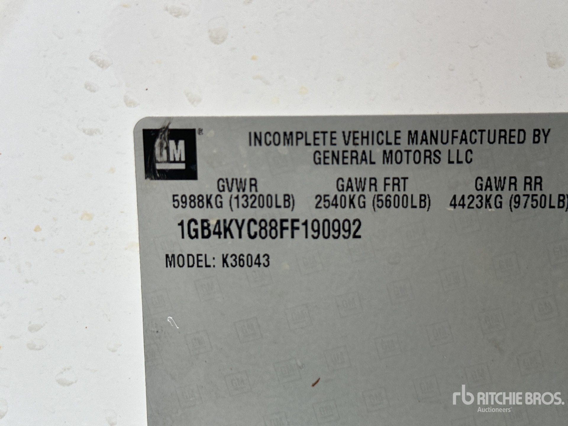 General Appearance with Serial Number / VIN