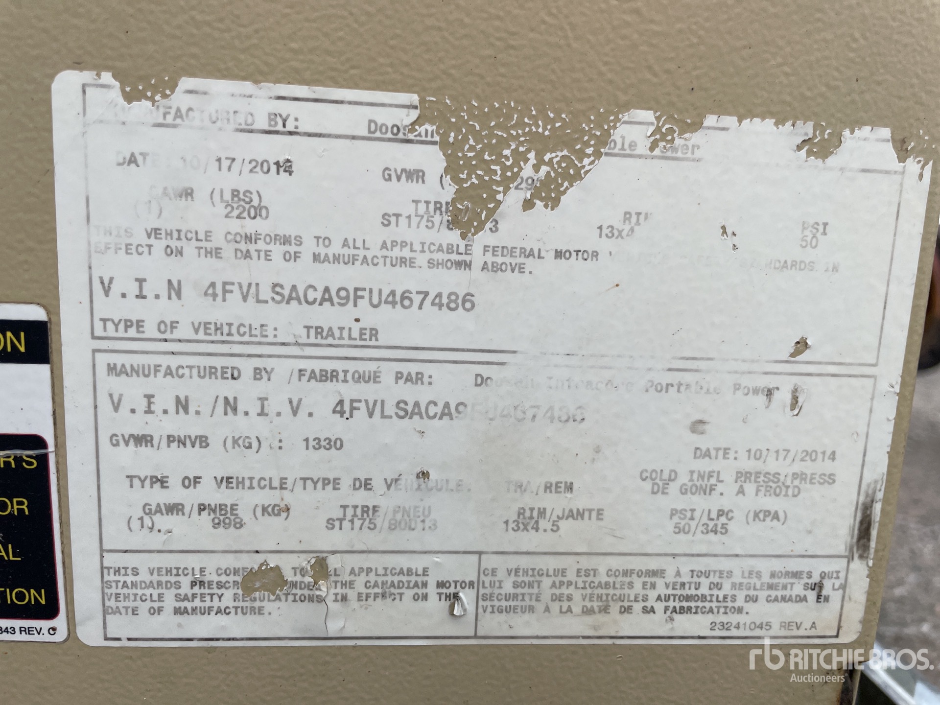 General Appearance with Serial Number / VIN