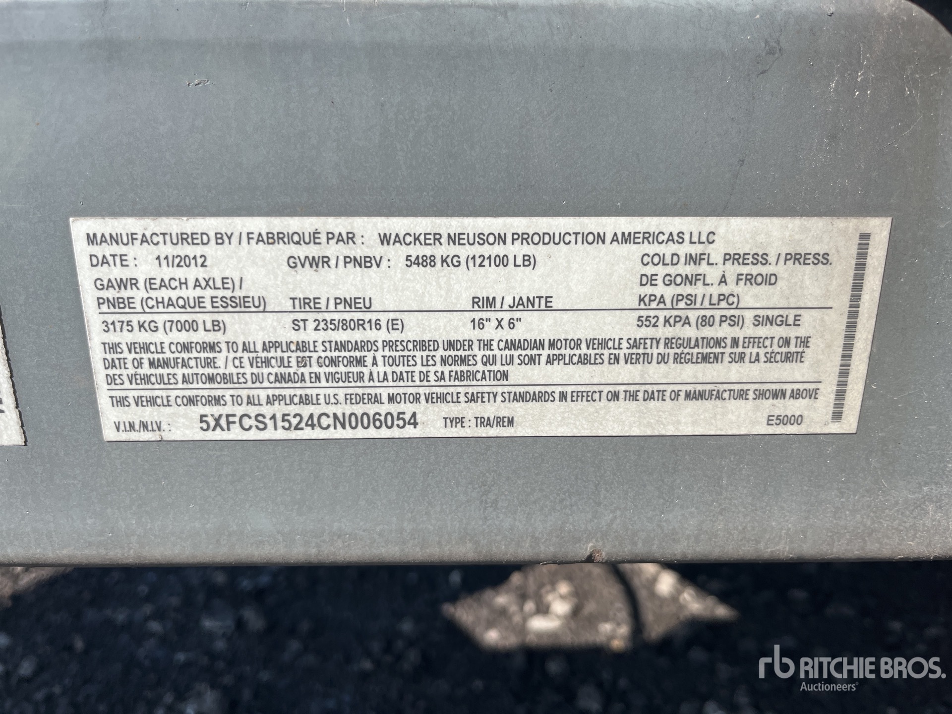 General Appearance with Serial Number / VIN