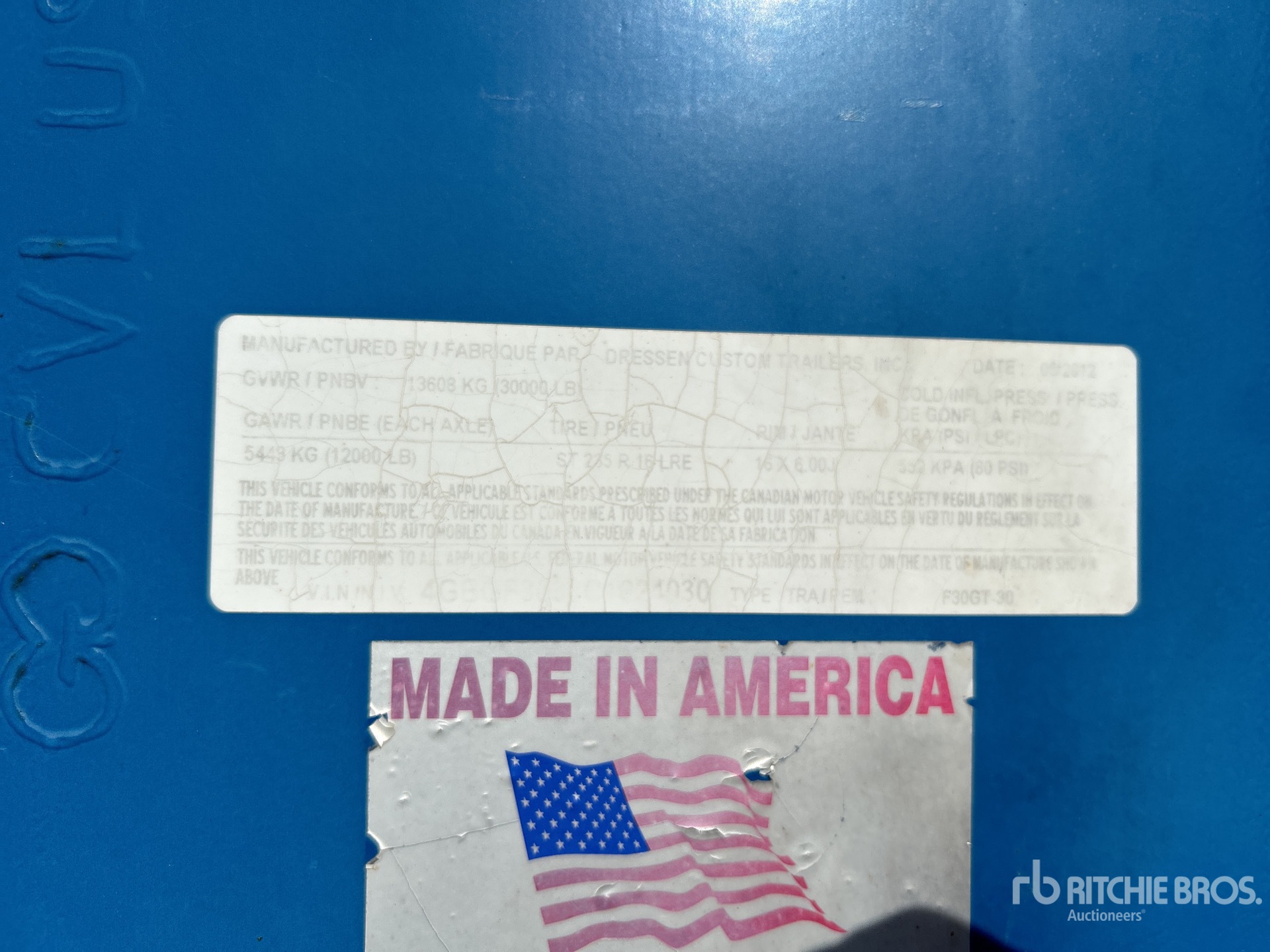 2012 Dressen 30 ft Tri/A Gooseneck Equipment Trailer Ritchie Bros. Auctioneers