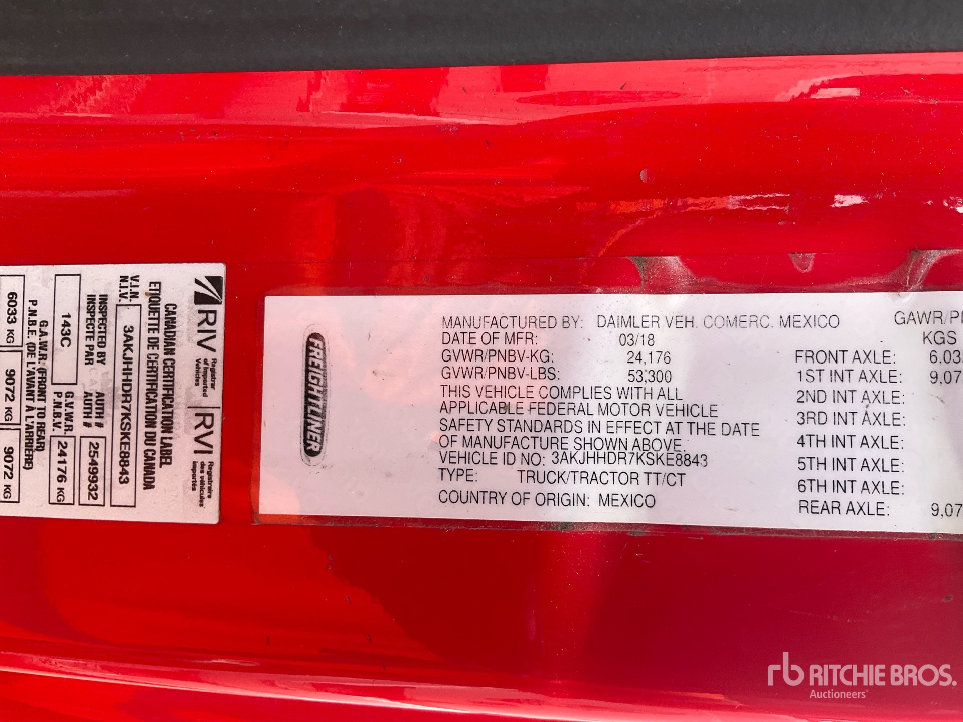 General Appearance with Serial Number / VIN