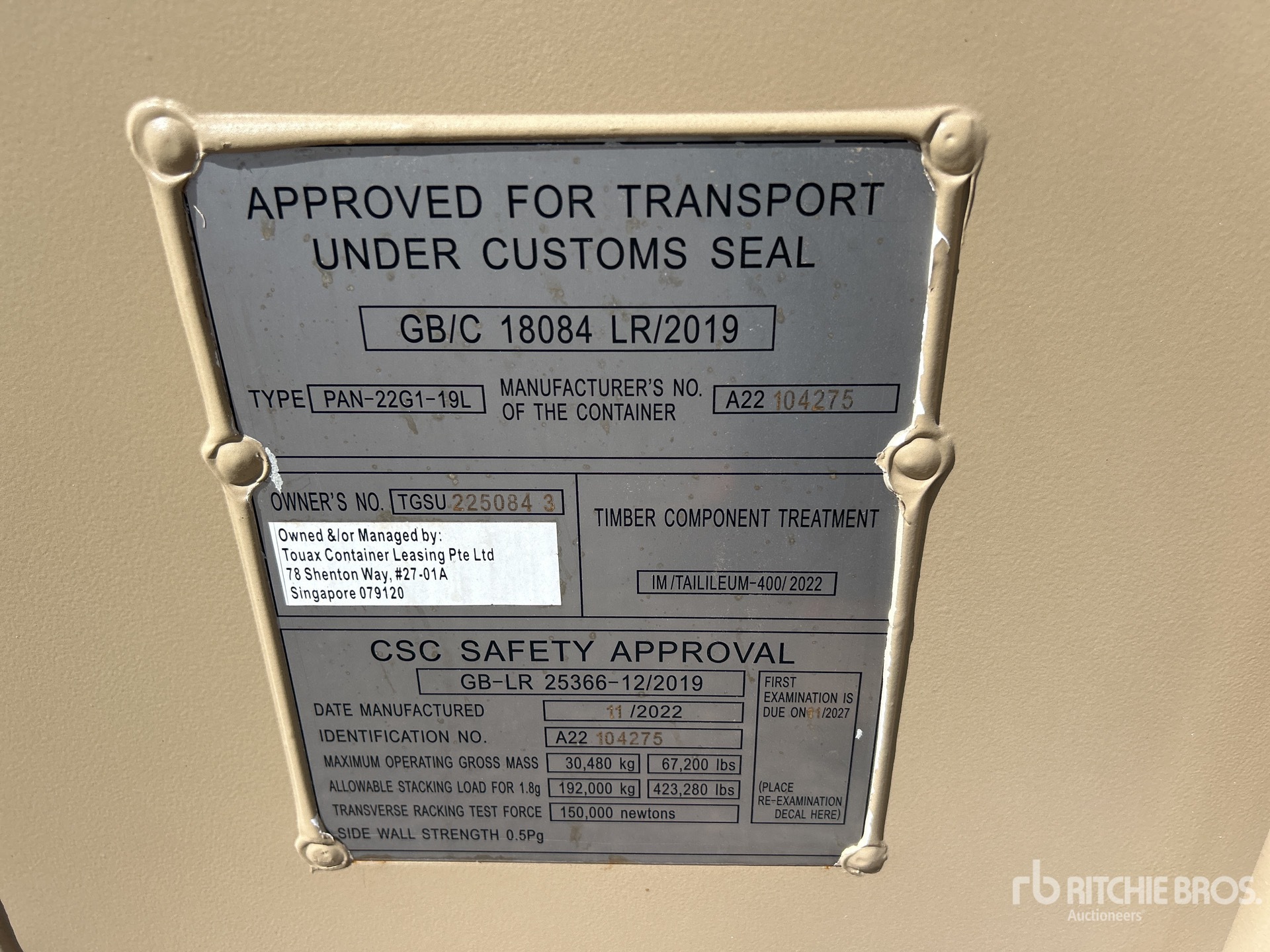 General Appearance with Serial Number / VIN