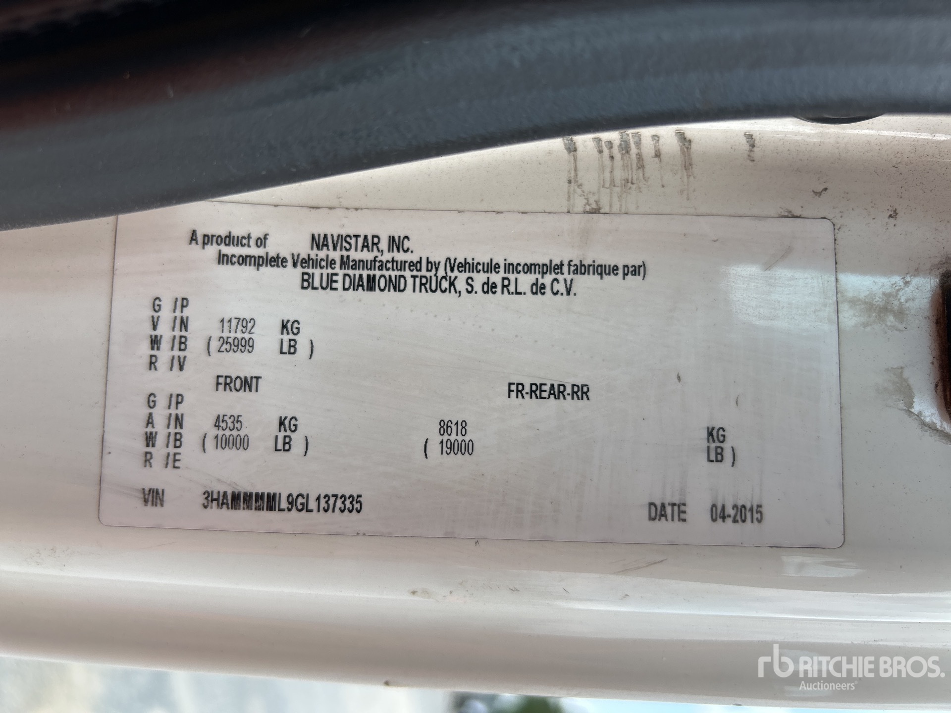 General Appearance with Serial Number / VIN