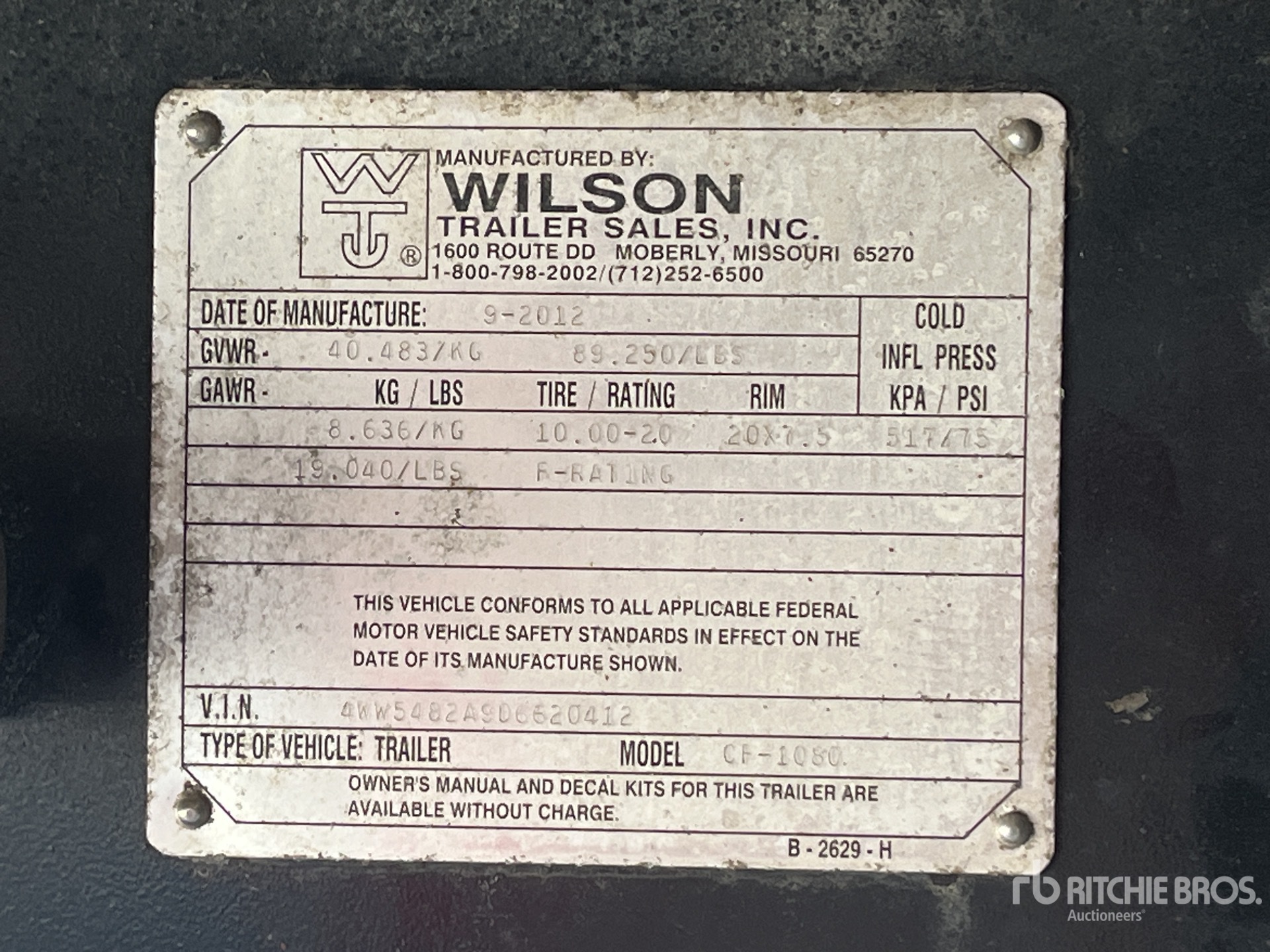 General Appearance with Serial Number / VIN