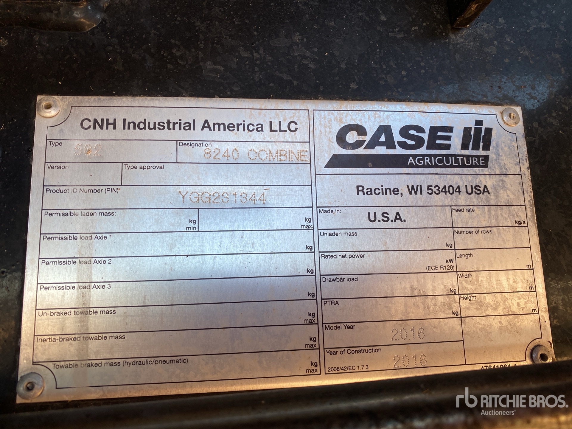 General Appearance with Serial Number / VIN