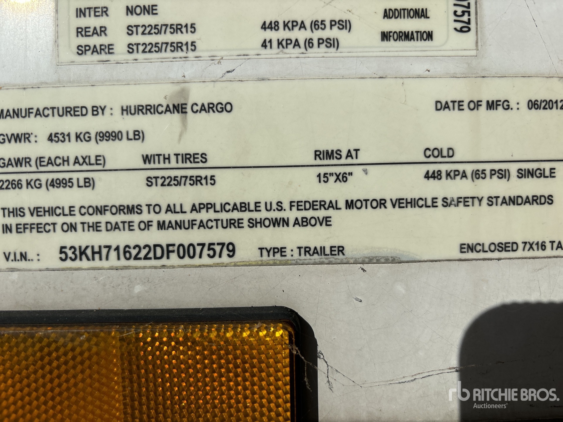 General Appearance with Serial Number / VIN