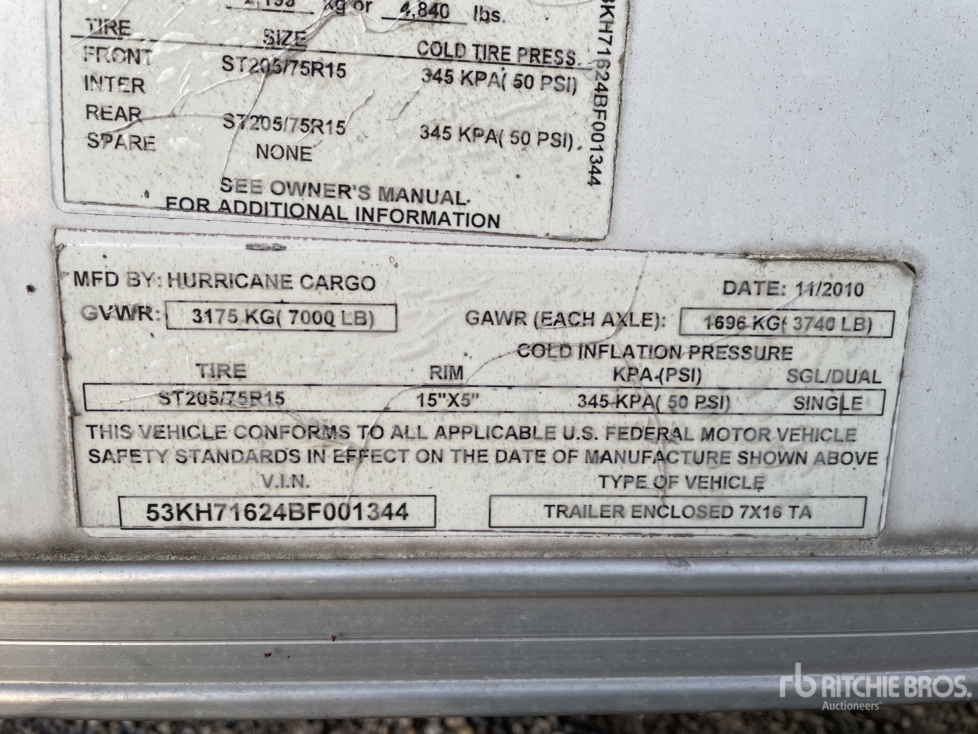 General Appearance with Serial Number / VIN
