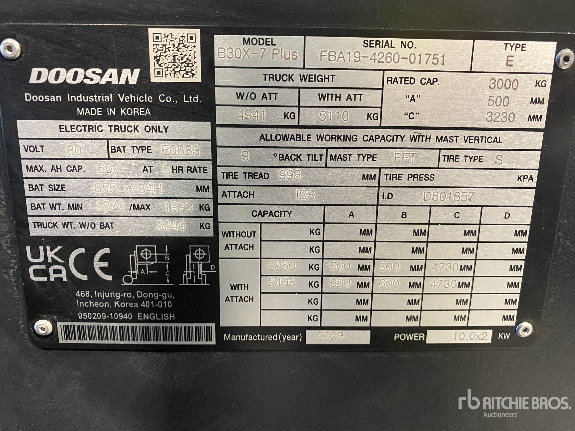 General Appearance with Serial Number / VIN