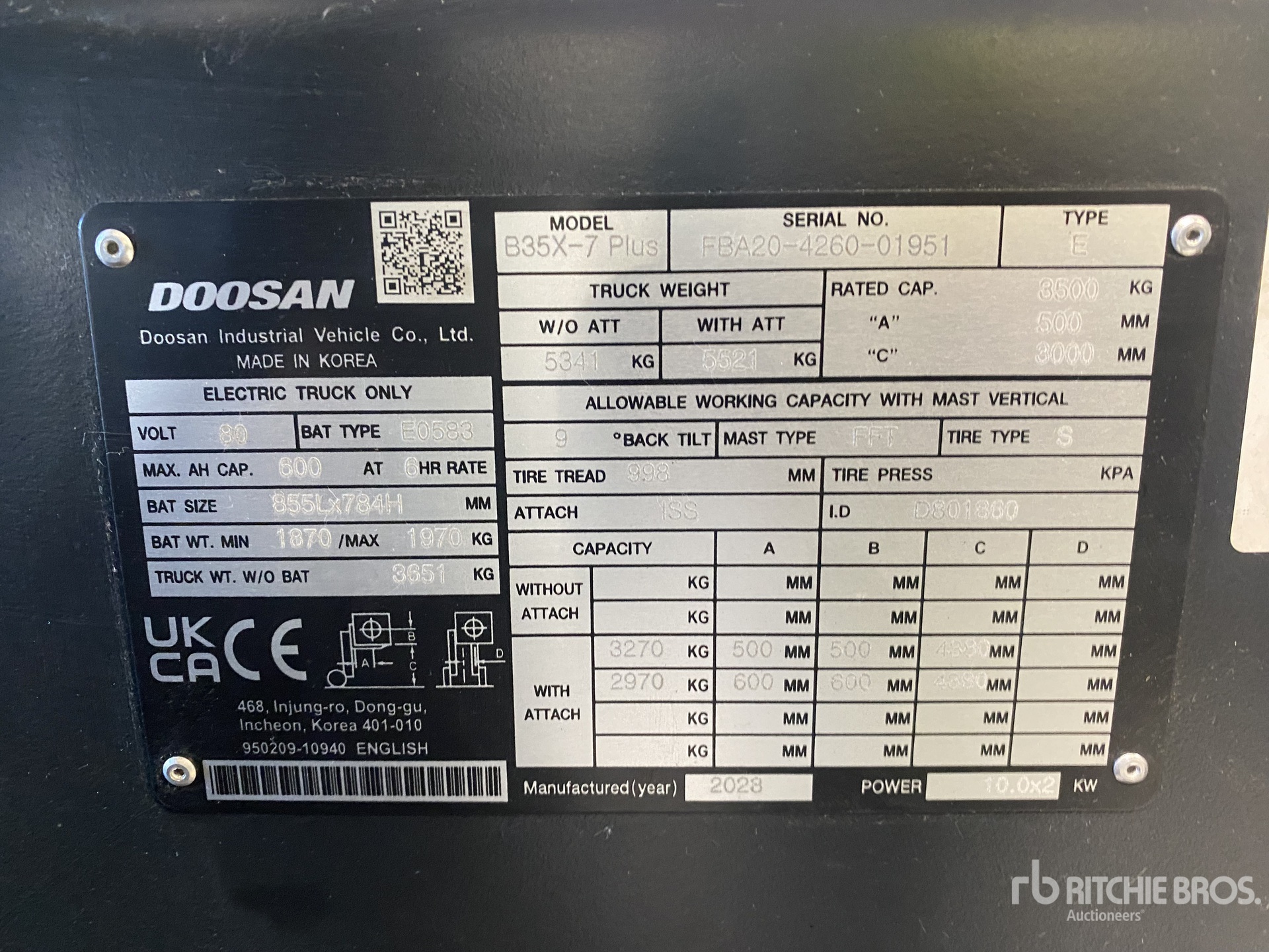 General Appearance with Serial Number / VIN
