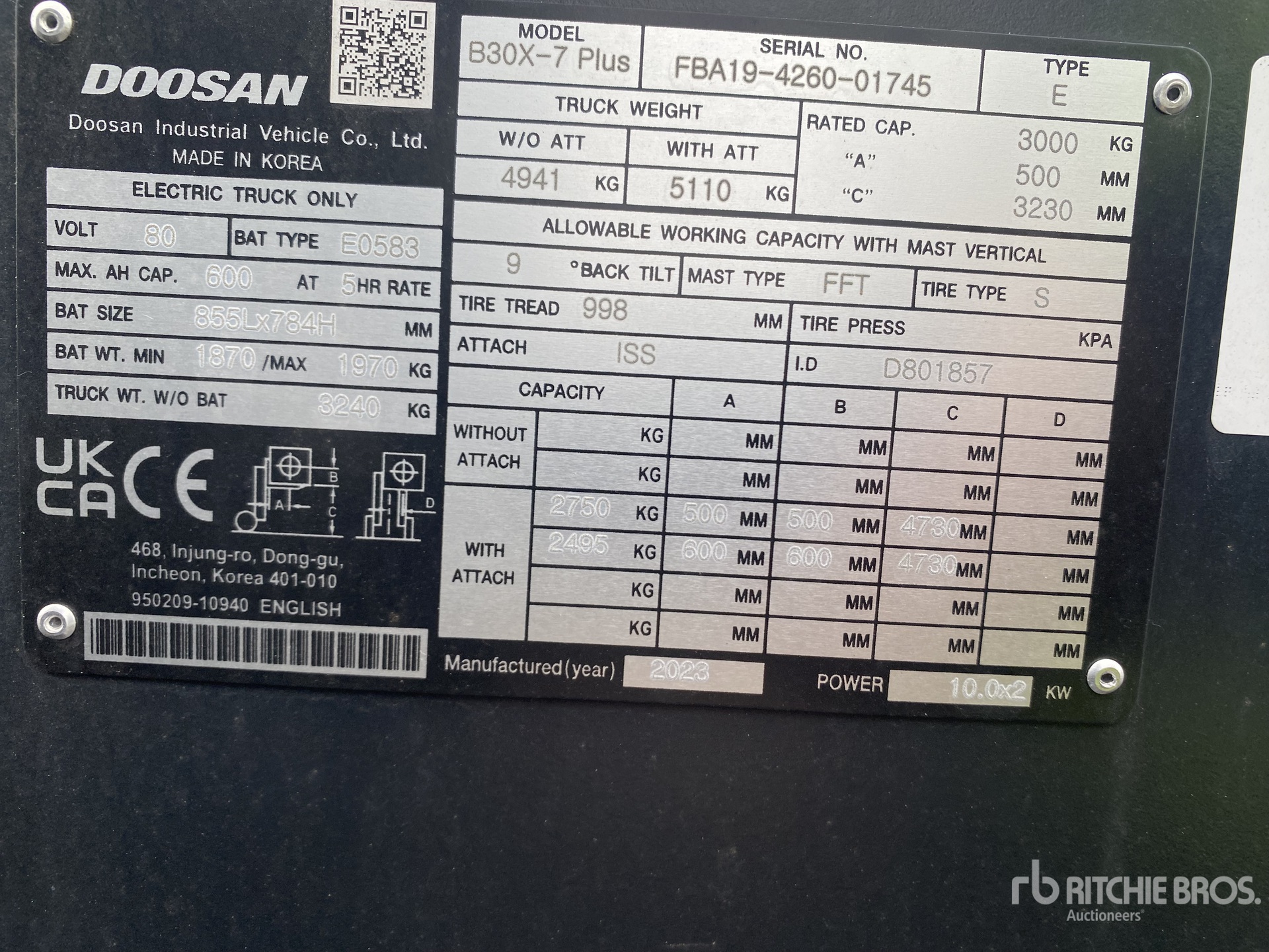 General Appearance with Serial Number / VIN