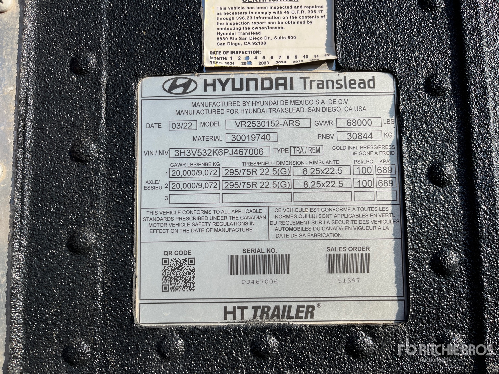 General Appearance with Serial Number / VIN