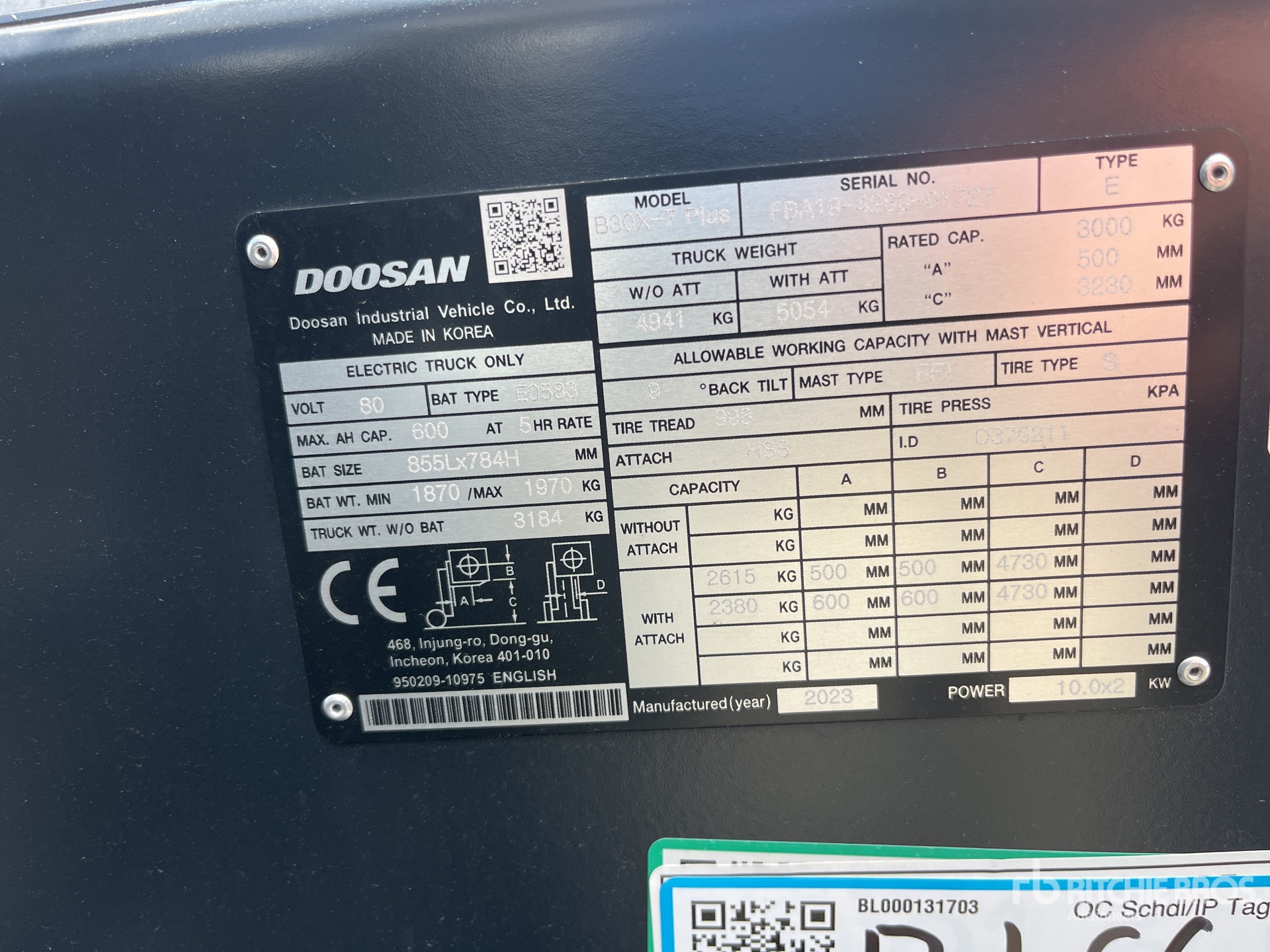 General Appearance with Serial Number / VIN