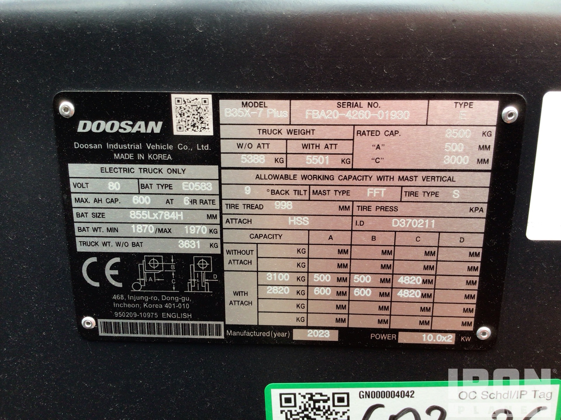 General Appearance with Serial Number / VIN